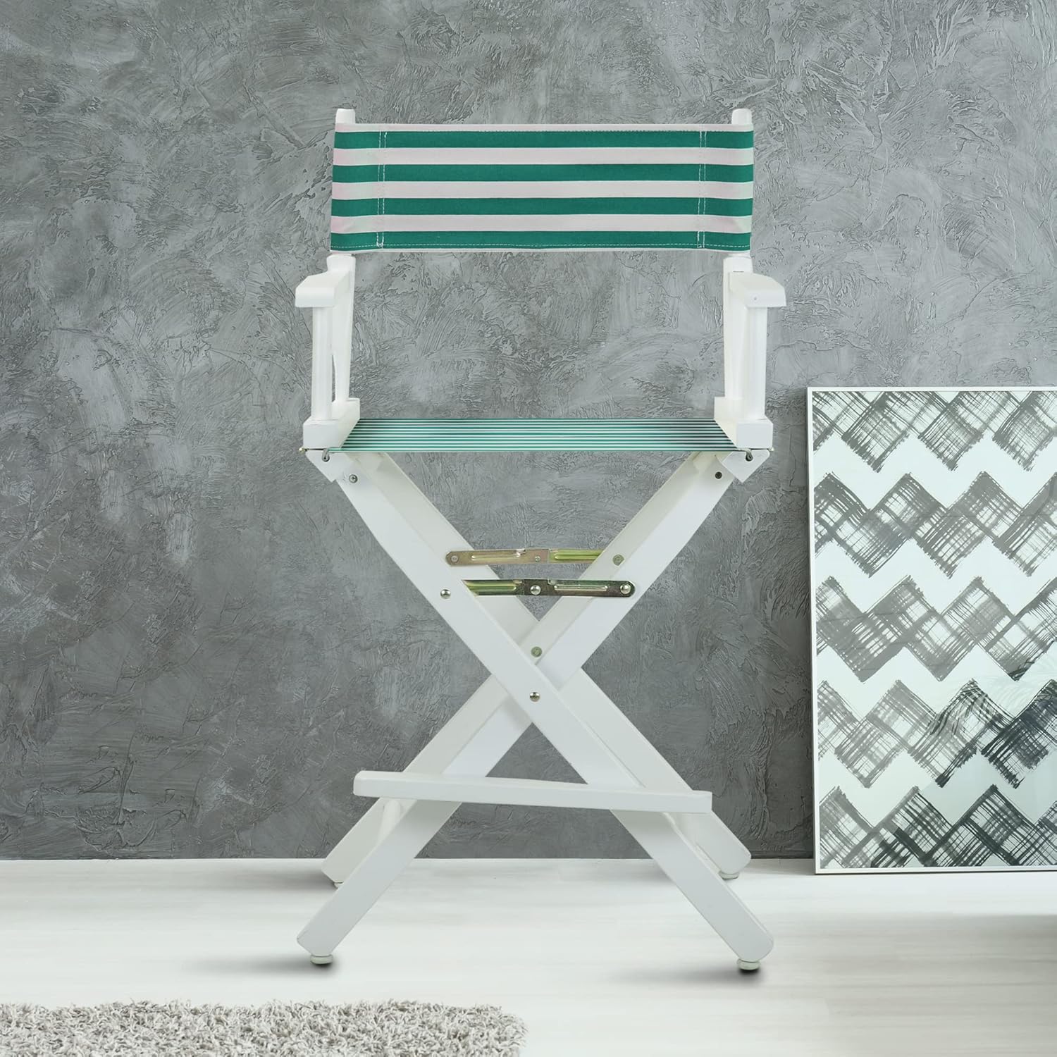 Casual Home 24" Director's Chair White Frame-Teal Cabana