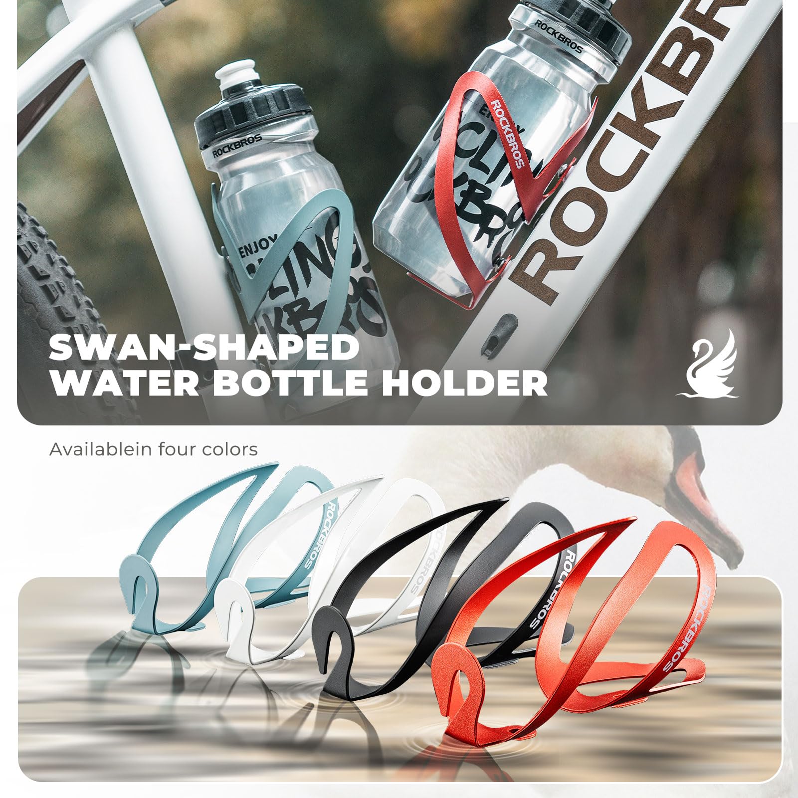 ROCKBROS Koszyk na Bidon do Roweru Szosowego Uchwyt na Butelkę MTB Klatka na Bidon Lekka Aluminiowa Koszyk na Napoje Akcesoria Rowerowe Czerwony