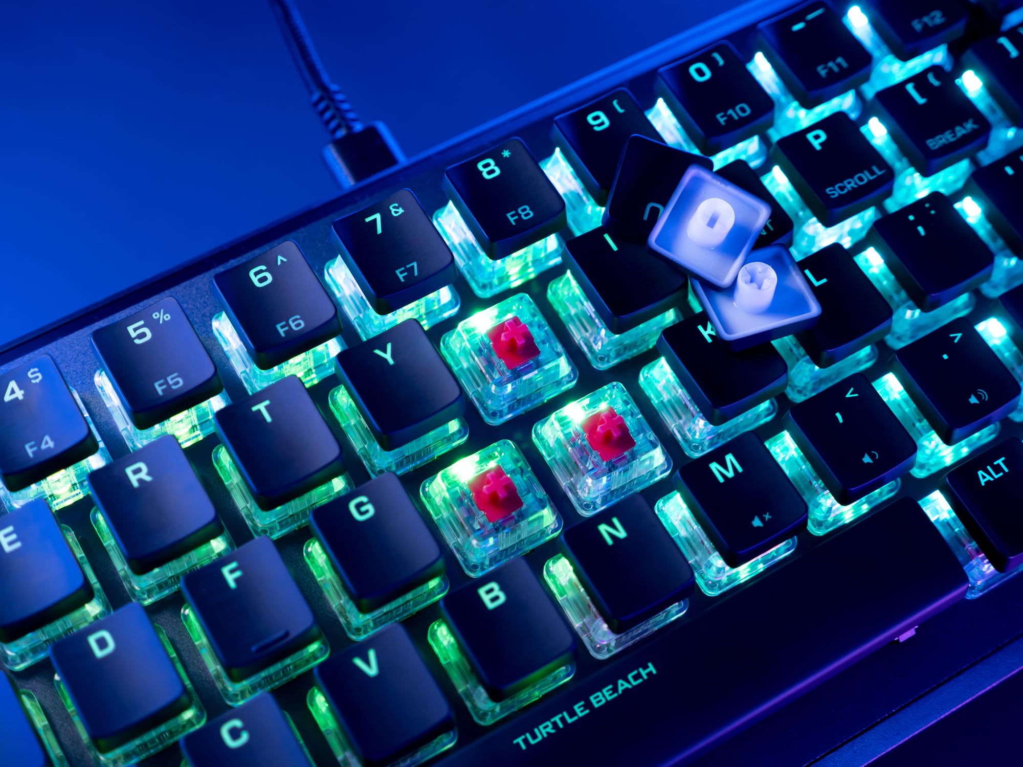 Turtle Beach Vulcan II Mini Optyczna klawiatura gamingowa 65% z konfigurowalnym oświetleniem RGB, technologia powielania przycisków, aluminiowa płyta, czarna