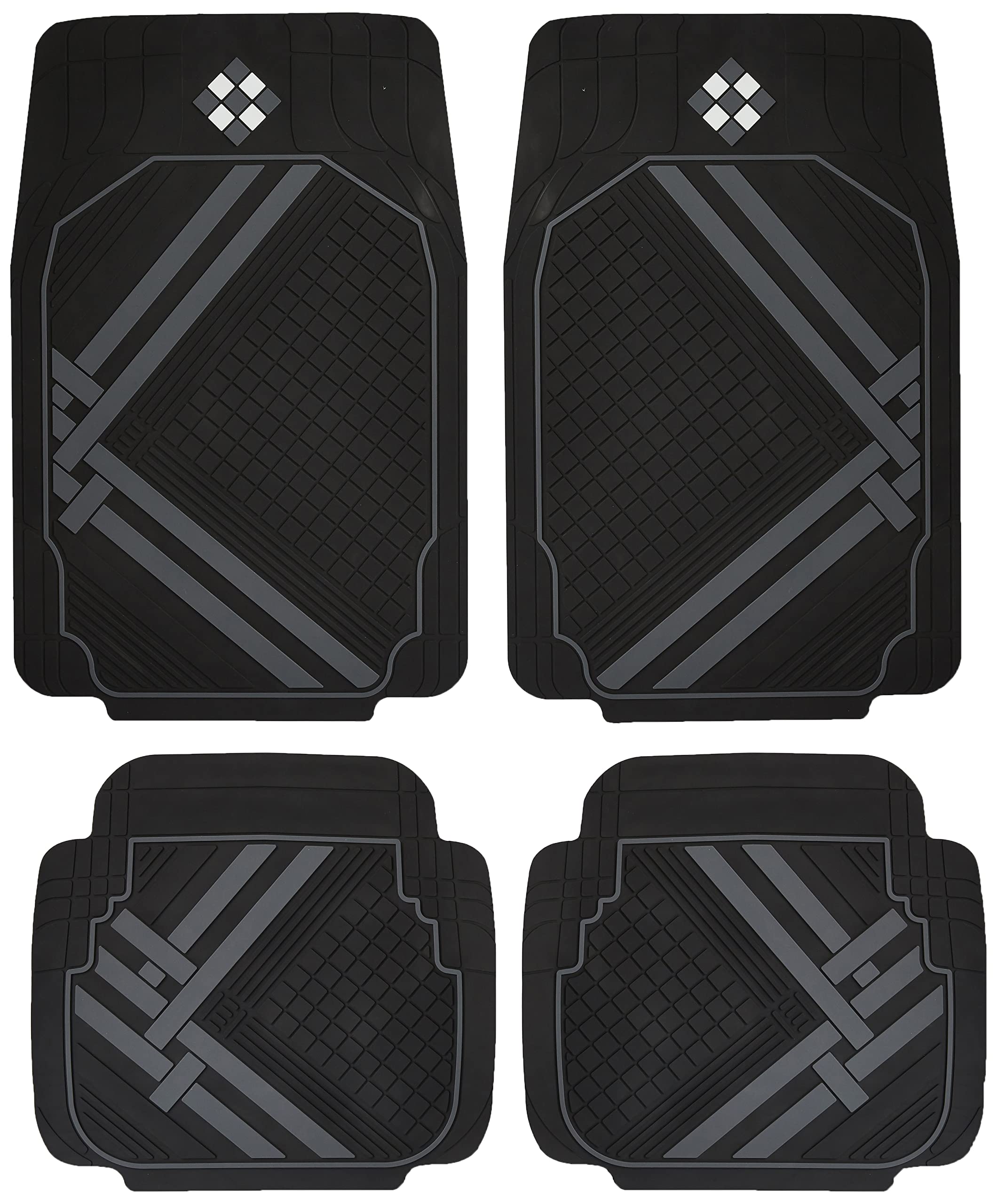 Amazon Brand - Solimo PVC Car Mat, Grey Stripes, for Passenger Car | Universal Fit | Polyvinyl Chloride