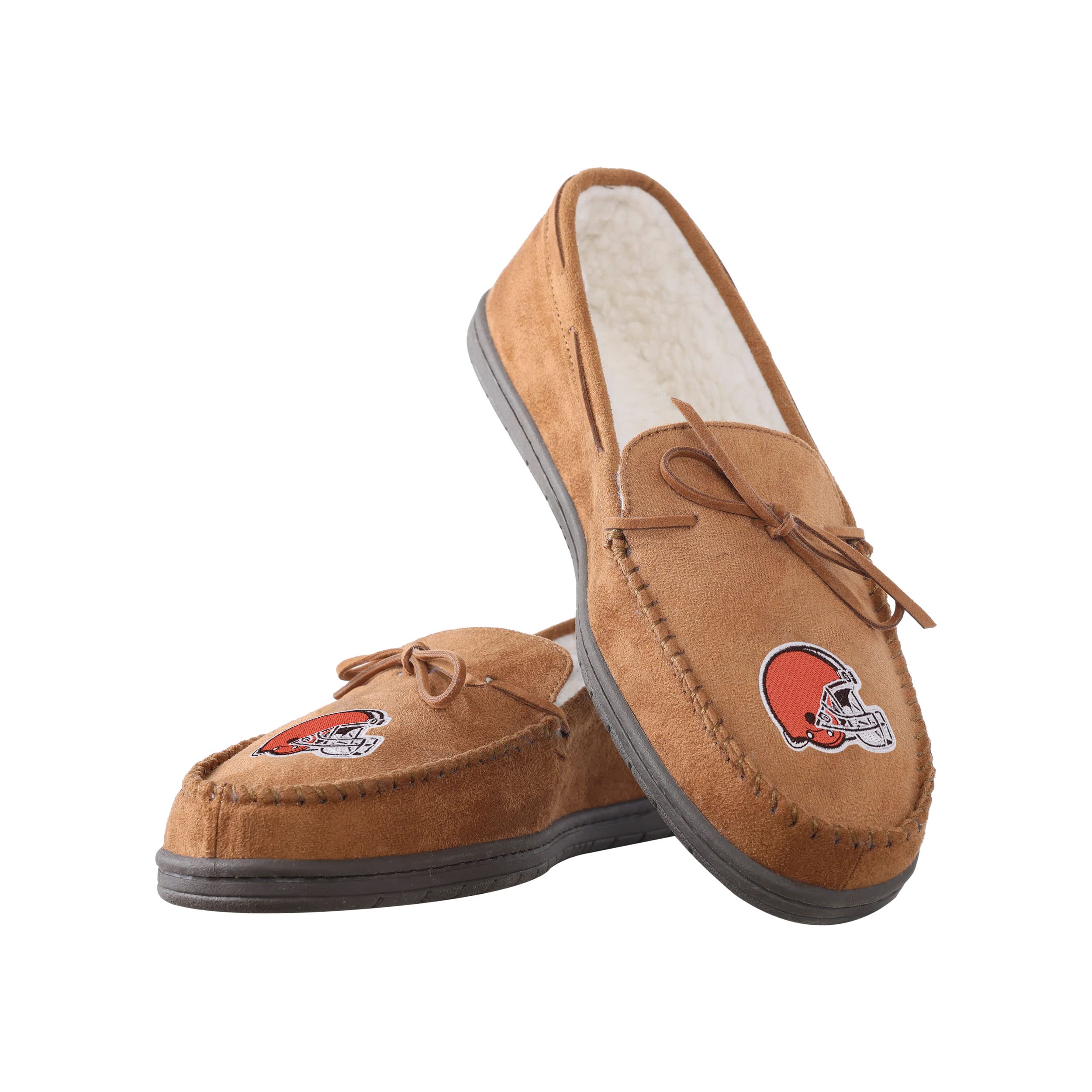 FOCO Men's NFL Logo Moccasin Slippers, Team Color, 9-10