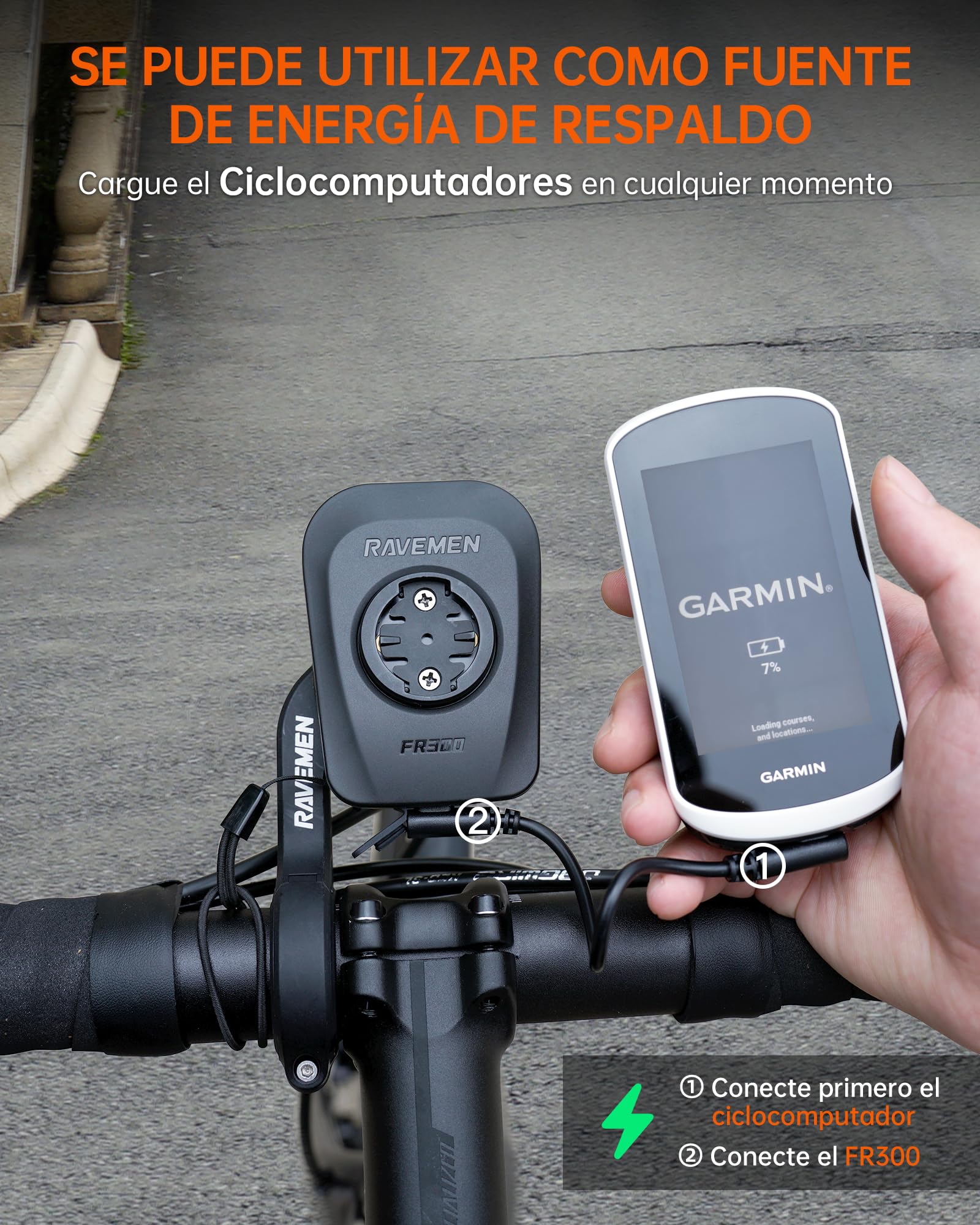 RAVEMEN FR300 Luz Diurna de la Bicicleta Señalización Luz Compatible con Garmin/Wahoo Ciclocomputadores, ON/Off Automático, Visibilidad Lateral USB C IPX6 a Prueba de Agua(Protegido por Patente)