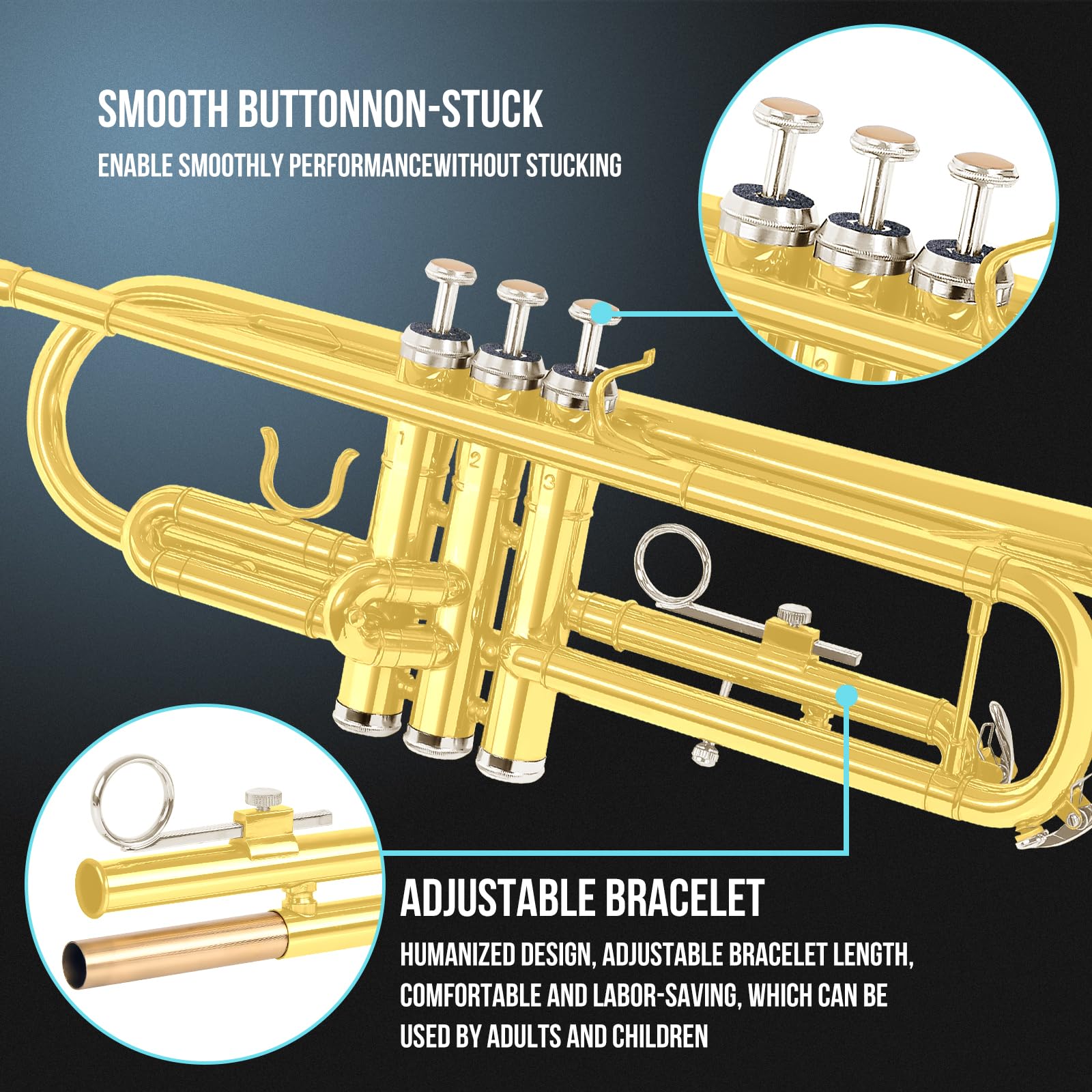 Bb Standard Student Trumpet Beginner Bb Trumpet Set - Brass Student ...