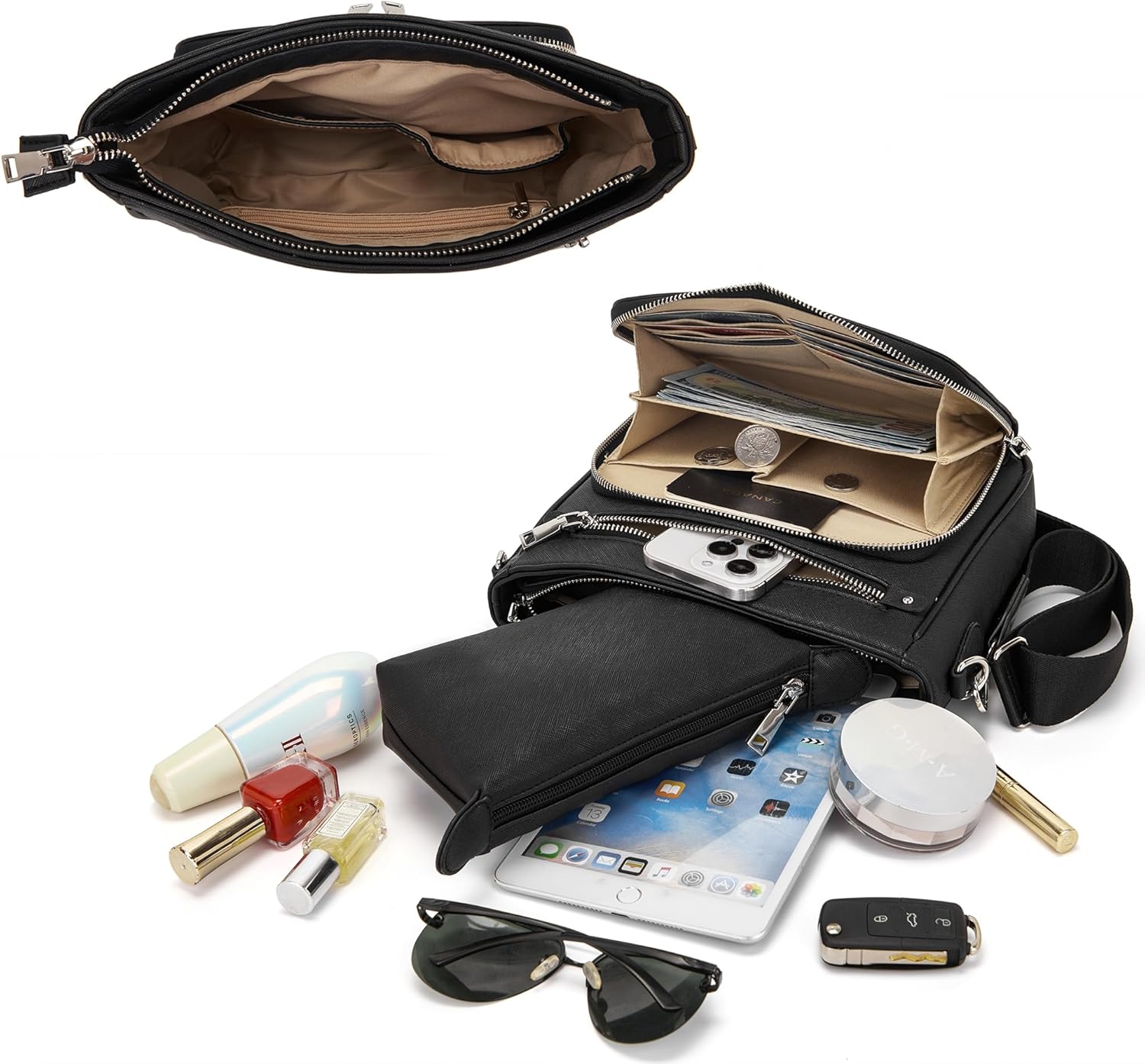 Idesort Soft Crossbody Bags for Women Vegan Leather Shoulder Purses Handbags with Organizer Insert Medium Wallet Bag - Image 5