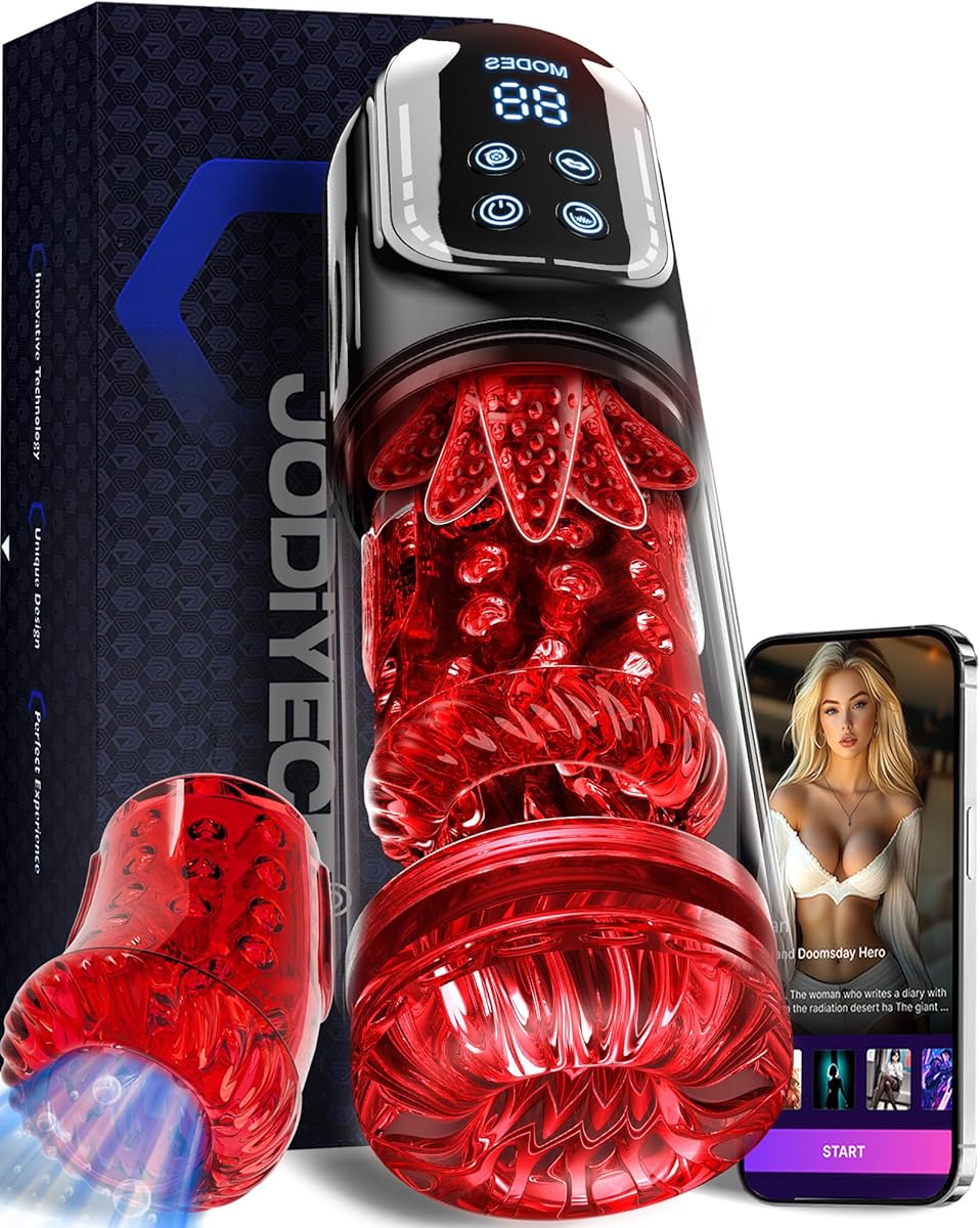 Jodiyece Male Masturbator Penis Pump - AI-Powered Pocket Pussy Male Sex Toys for Men with 7 Thrusting Rotating Sucking Licking Modes,Waterproof Sex Toys - Pumps & Enlargers with LCD APP Control