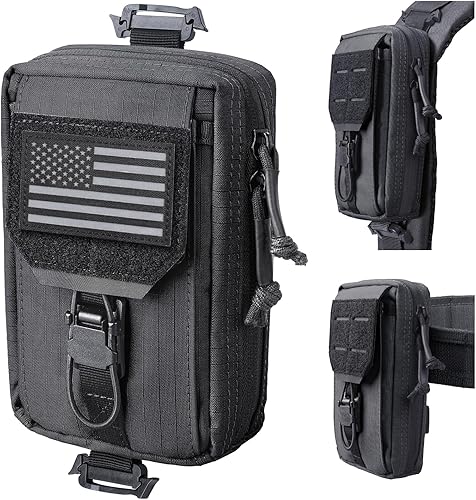 MOLLE Bolsa táctica para teléfono, accesorios de mochila, funda para teléfono celular, correa de hombro para chaleco y cinturón de servicio (se