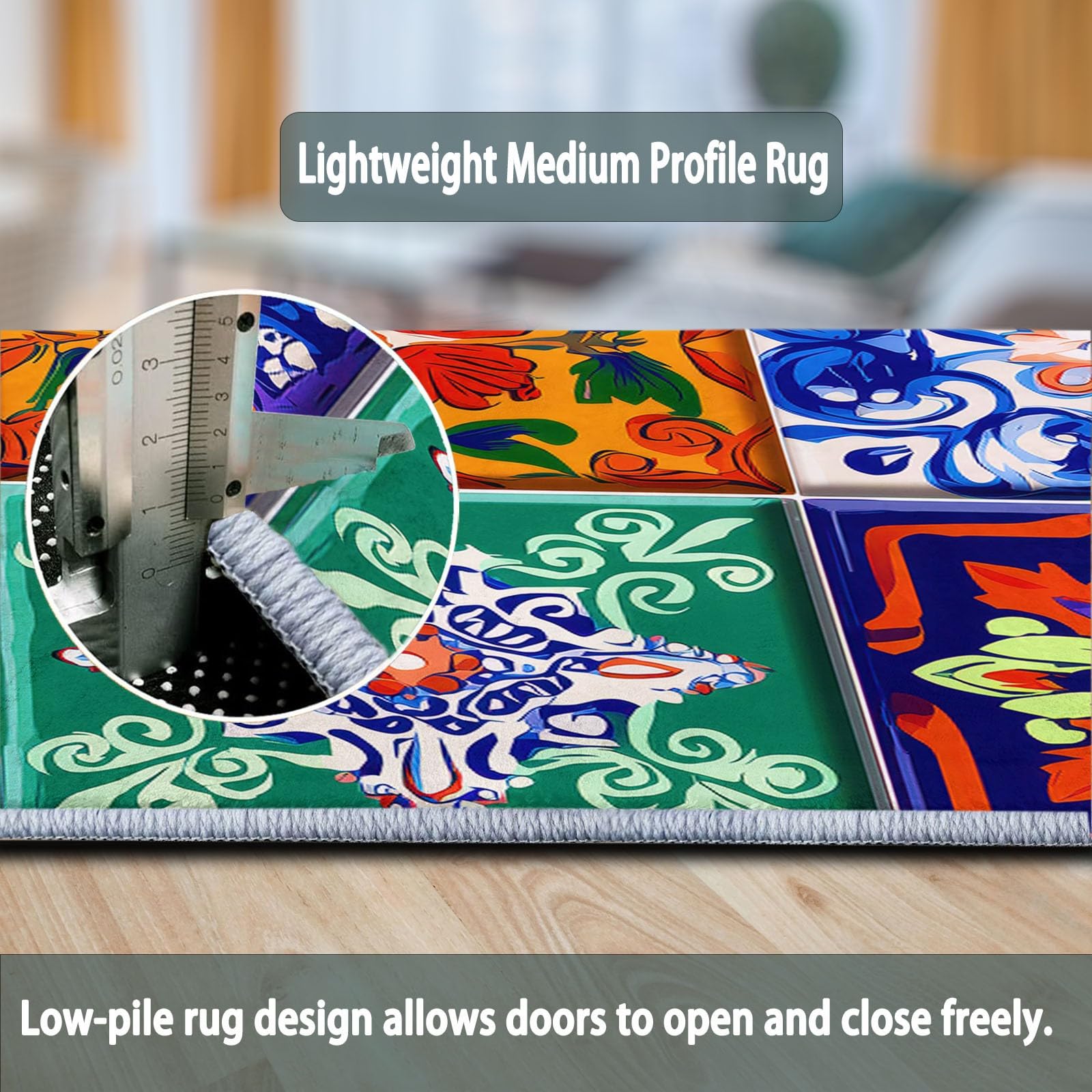 Styl boho geometryczna mozaika, luksusowy miękki okrągły dywan, dywany, miękki, krótki runo, antypoślizgowy, okrągły dywan, nie gubi włosia, do sypialni, salonu, jadalni, kuchni, 150 cm