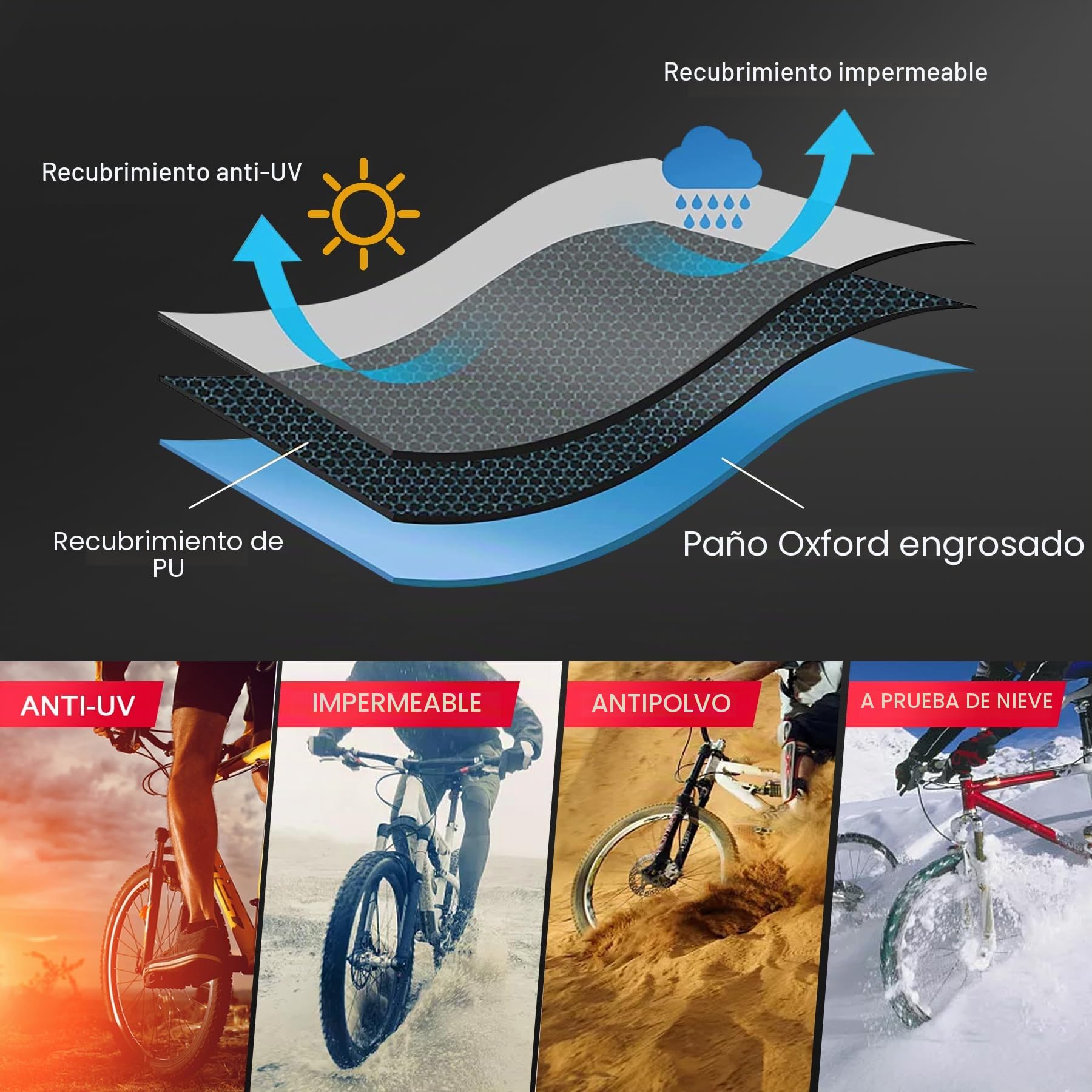 Zettum Funda de bicicleta para 2 bicicleta, Cubierta Protector para almacenamiento exterior, 600D Oxford Impermeable y resistente Funda de bicicleta con hebillas inteligentes resistentes al viento