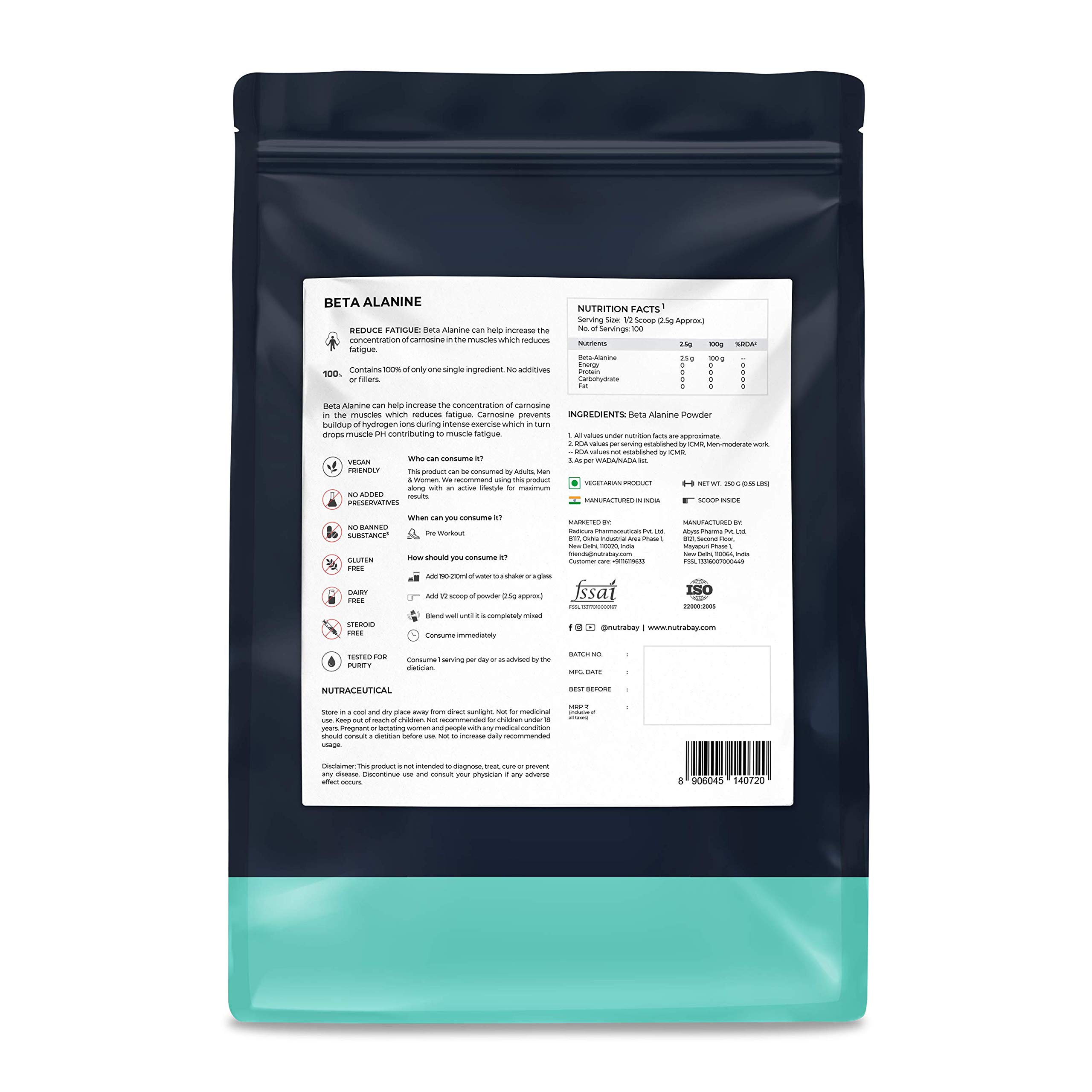 Nutrabay Pure 100% Citrulline Malate Powder & Pure 100% L-Arginine Powder & Build Endurance, Pre Workout supplement for Men & Women & Pure 100% Beta Alanine Powder, Pre Workout supplement - Image 7 thumbnail
