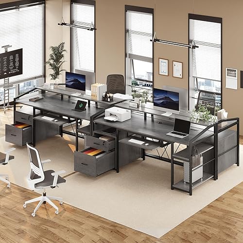 Miniatura 7 de SEDETA Escritorio para computadora de 63 pulgadas, escritorio de oficina con cajones con cerradura para archivo legalde cartas, escritorio de juegos