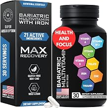 Bariatric Multivitamin with Iron for Women & Men - Post Gastric Bypass Vitamins and Gastric Sleeve Bariatric Iron Vitamin Multivitamins -Non-GMO, Gluten-Free -One a Day, 30 Capsules