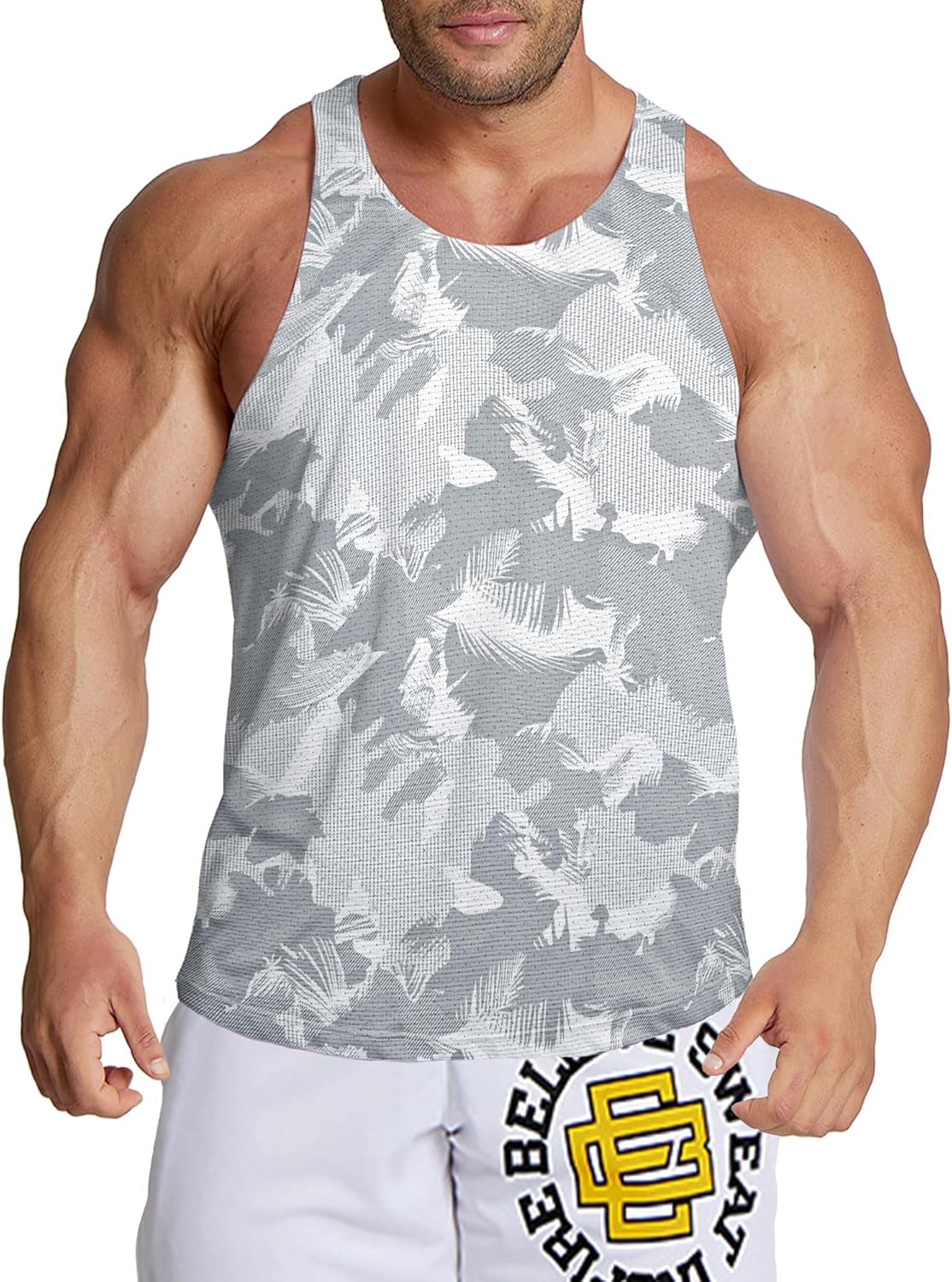 Men's Workout Stringer Tank Tops Mesh Quick Dry Y-Back Tops Muscle Athletic Shirts for Gym