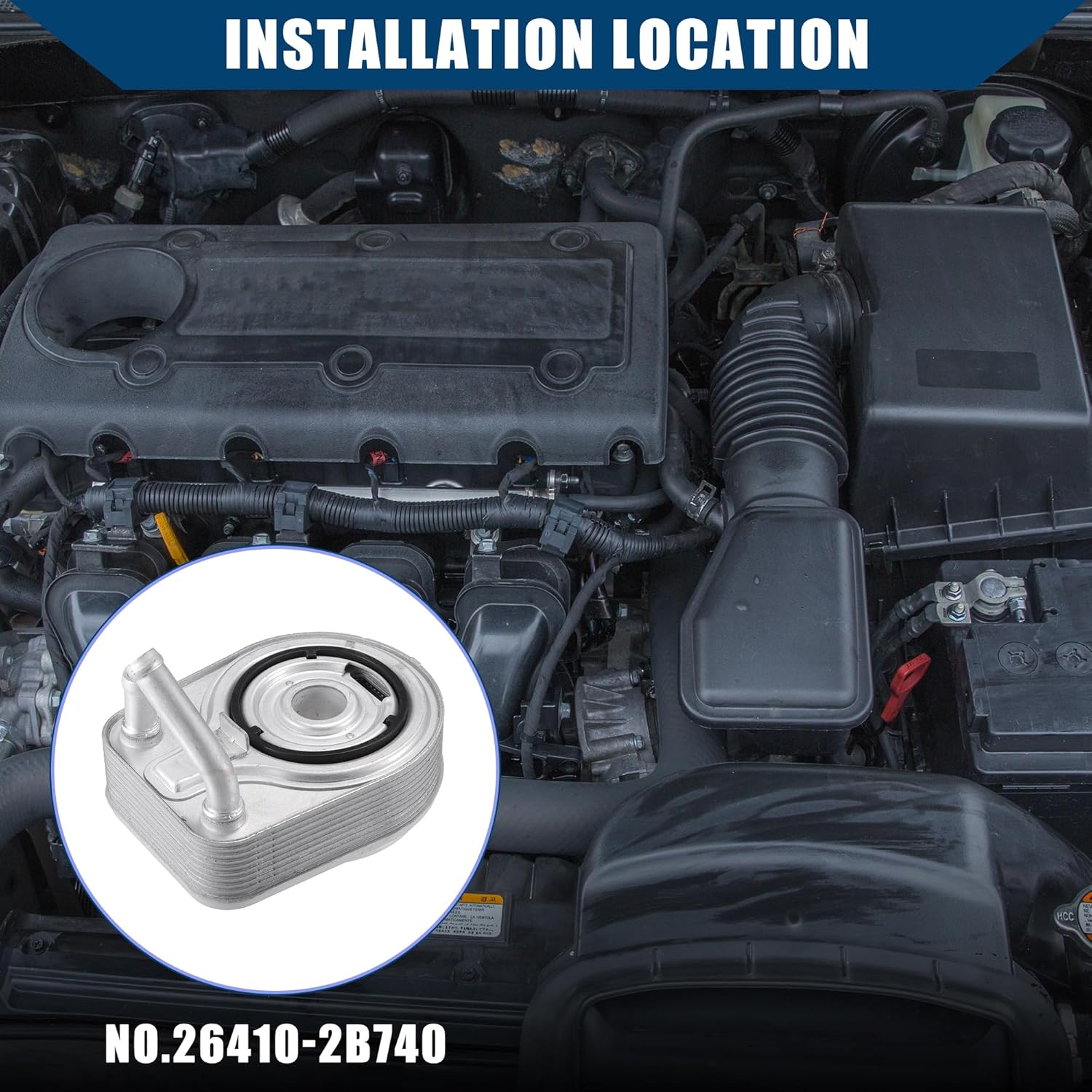 26410-2B740 Engine Oil Cooler for Hyundai Elantra 2017-2020 1.6L L4-Gas/Oil Cooler Assembly/Durable / 1 Pcs Silver Tone