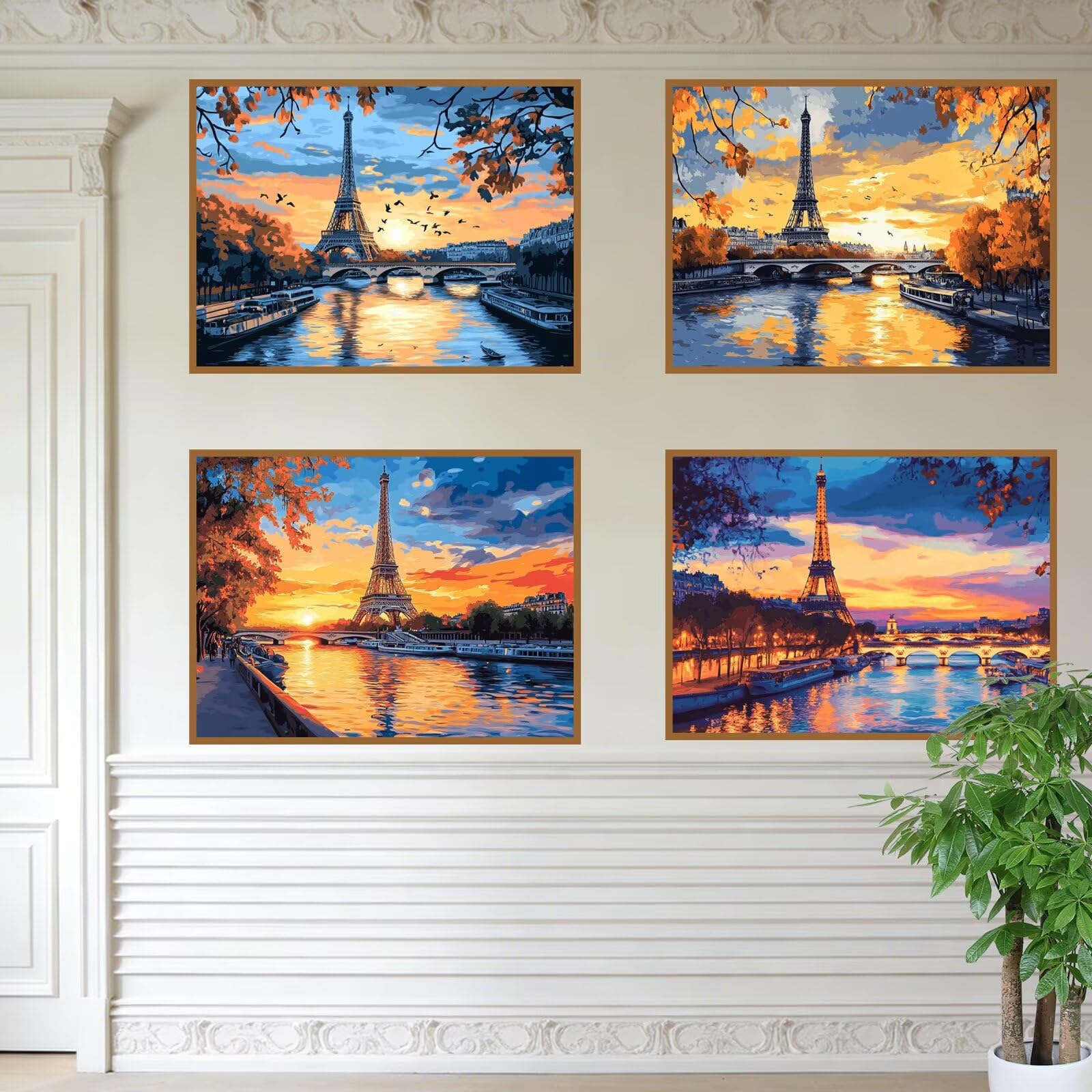 Diamond Painting Eckige Steine 4er set Diamond Painting Paris 50x40cm 2026 New 5D DIY Malen Nach Zahlen Erwachsene,Bastelset Kinder ab 6 Jahre,Kleine Geschenke für Frauen,Mädchen (Eiffelturm-2) K-a1