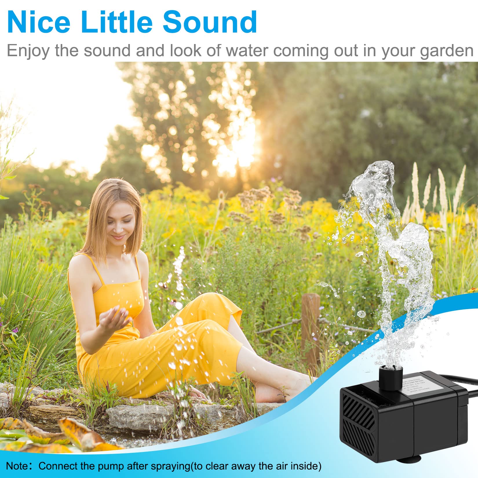 LEDGLE Bomba Solar para Estanque 2.5W, Bomba Agua Solar Fuente USB Recargable con Esponja de Filtro y 7 Boquillas, Bomba de Agua Solar Bomba Fuente Solar 200 L/H para Baño de Aves, Jardín, Piscina