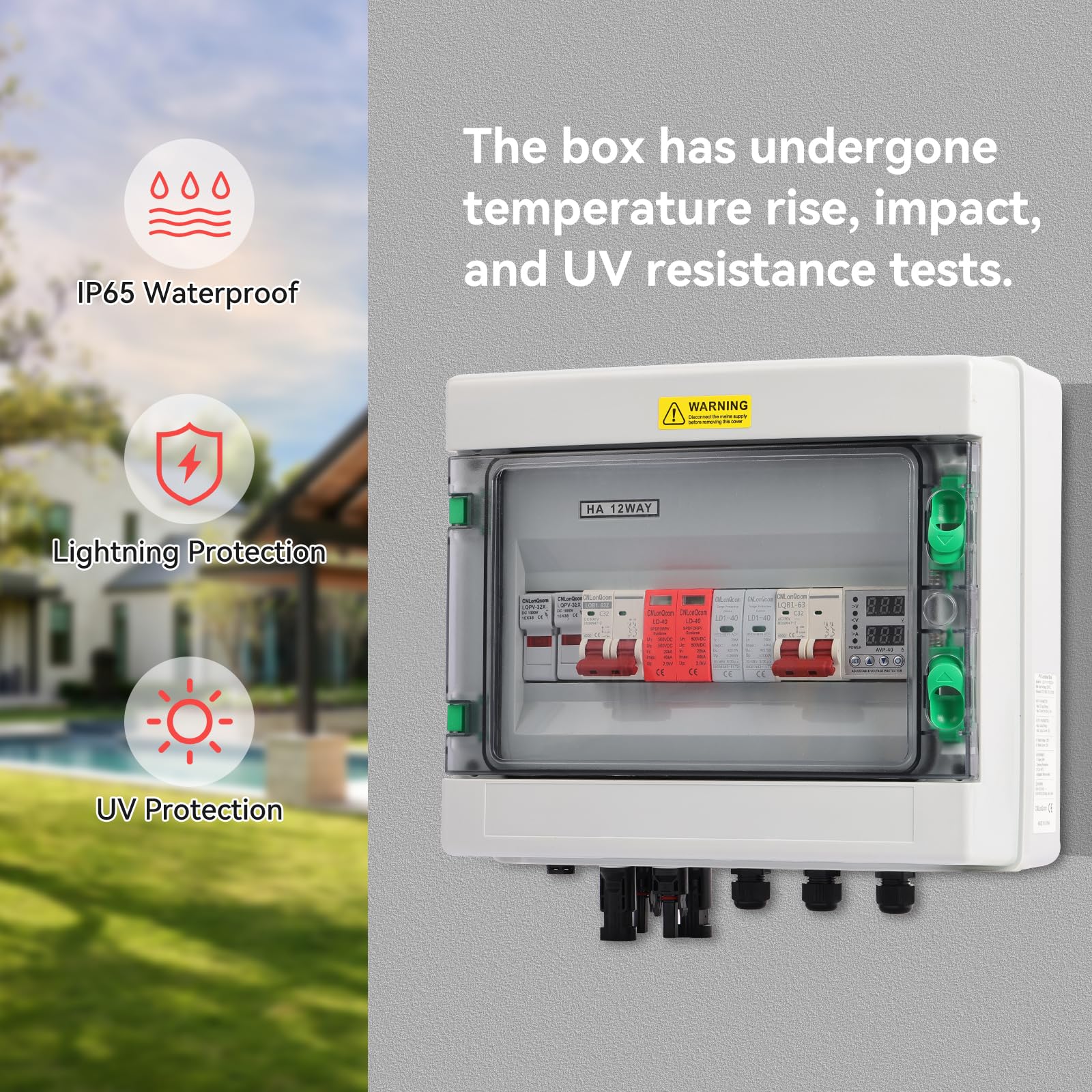 Protezione da sovratensione per impianti fotovoltaici - Scatola di giunzione solare DC500V1-1 + AC230V1-1, interruttore di sezionamento CC per protezione da fulmini per sistemi