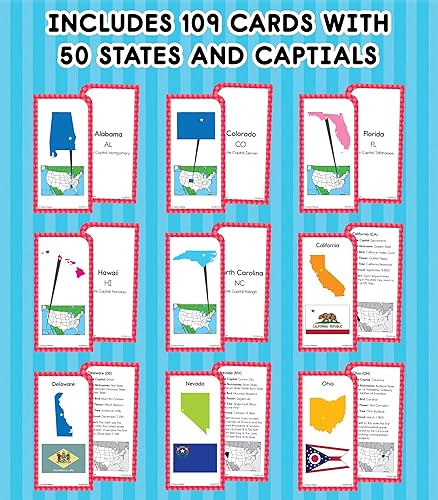 Miniatura 3 de Tarjetas de estados y capitales de los Estados Unidos, publicación de Carson Dellosa