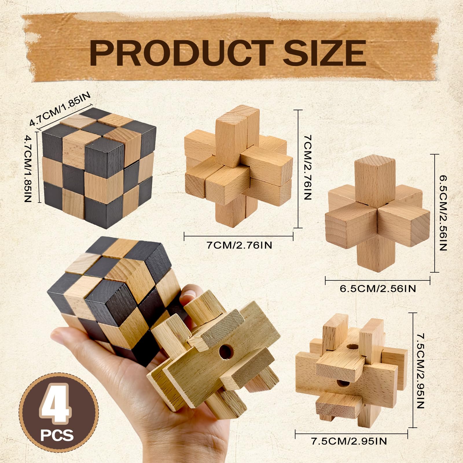 Casse-tête en bois 3D - Jeu de puzzle géométrique logique - Blocs éducatifs pour enfants et adultes