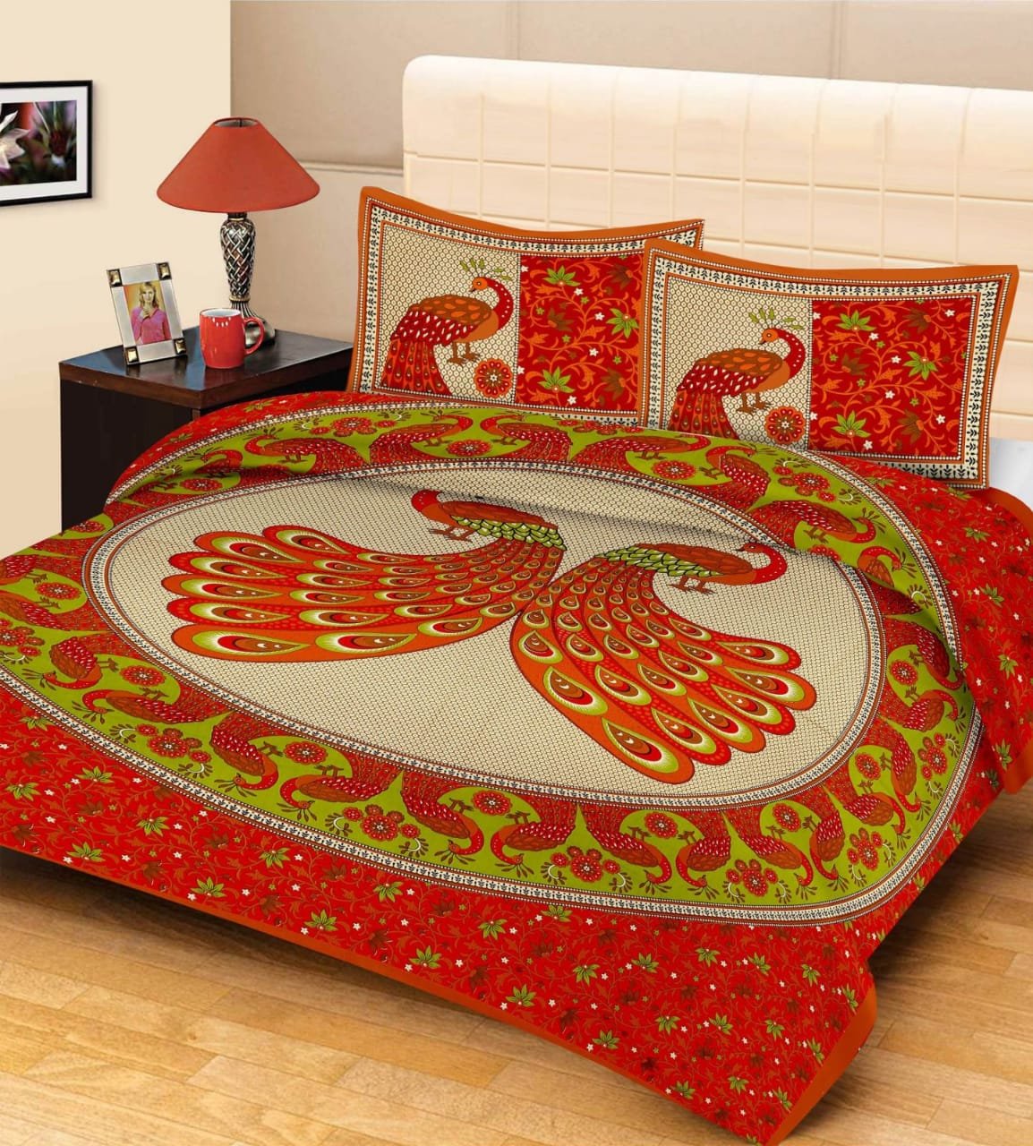 Bedstar King Size Rajasthani Jaipuri Traditional Sanganeri Design 100