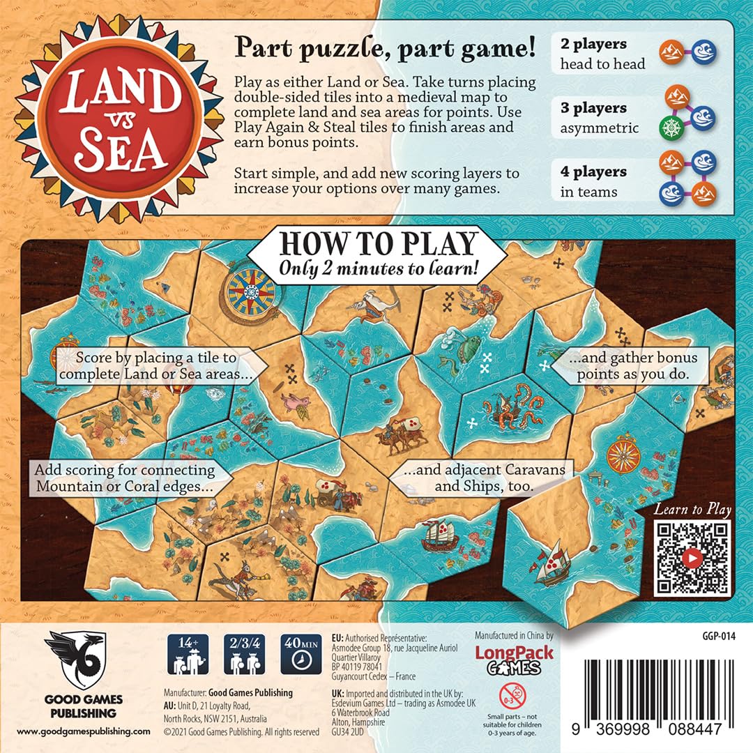 Good Games Publishing | Land vs Sea | Juego De Mesa Standalone | 2-3 Jugadores | 45 Minutos