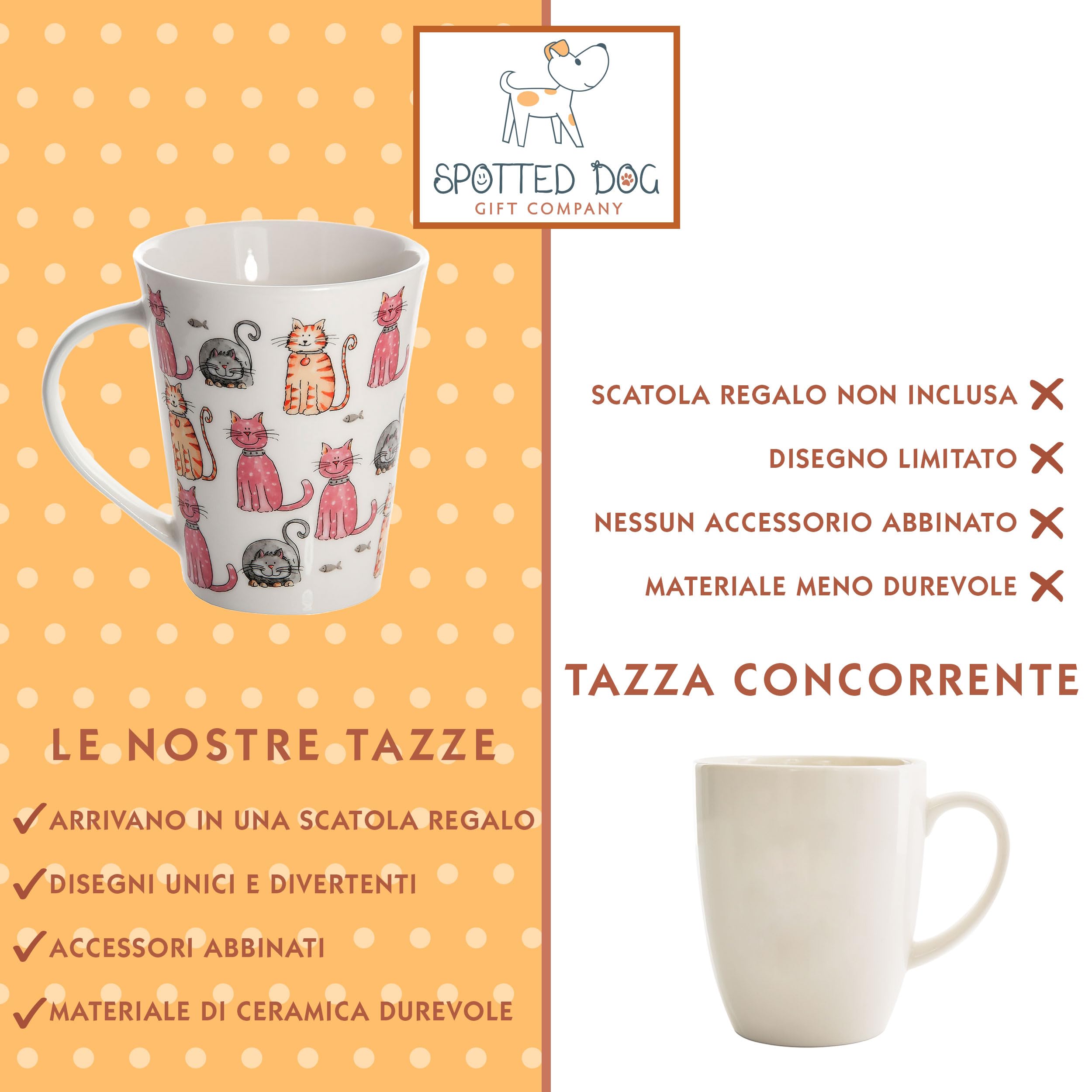 Tazze Da Caffè Con Gatti E Pesci - Set 2 Tazze In Porcellana Da 370ml, Regalo Per Amanti Degli Animali - Foto 10