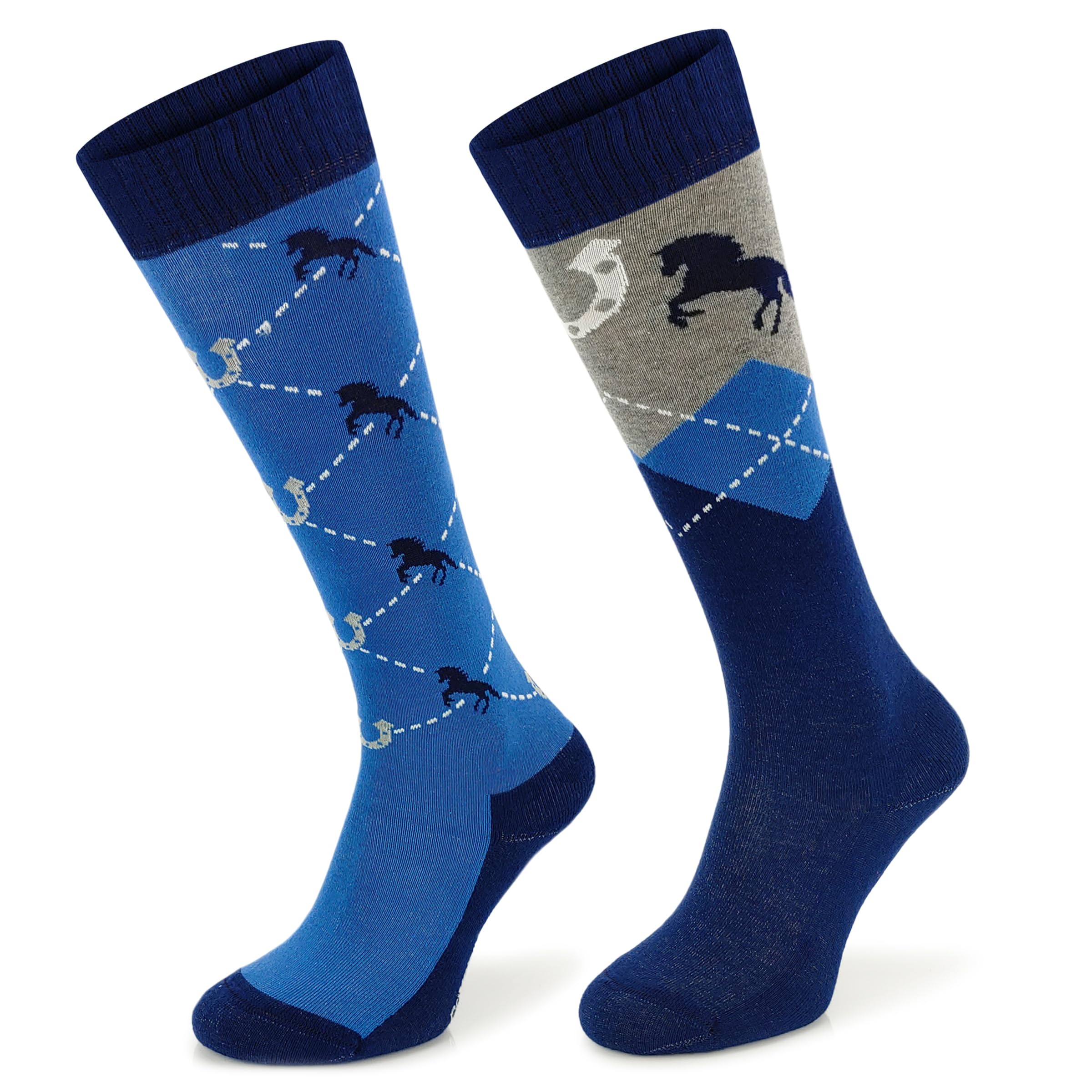 Calze Equitazione Storm Bloc – Doppia Confezione Con Stelle, Adulto/Junior, In Miscela Cotone