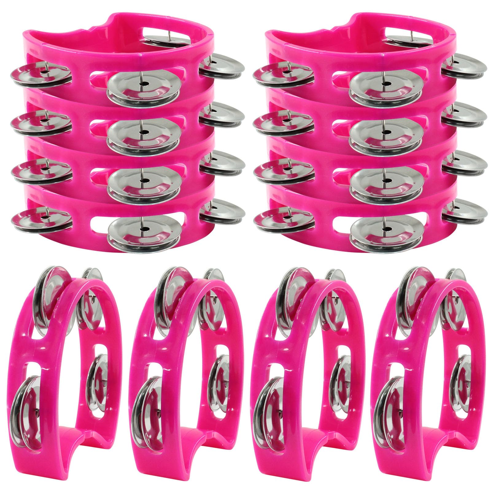 12 Pcs Plastic Percussion Tambourine, Pink