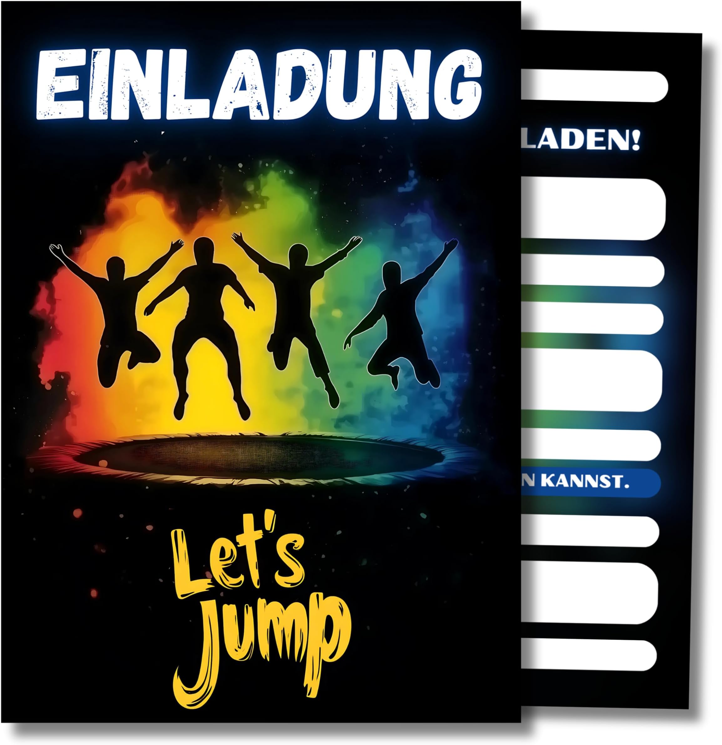 8 Einladungskarten Trampolin Party - Inkl. Umschläge Für Kindergeburtstag