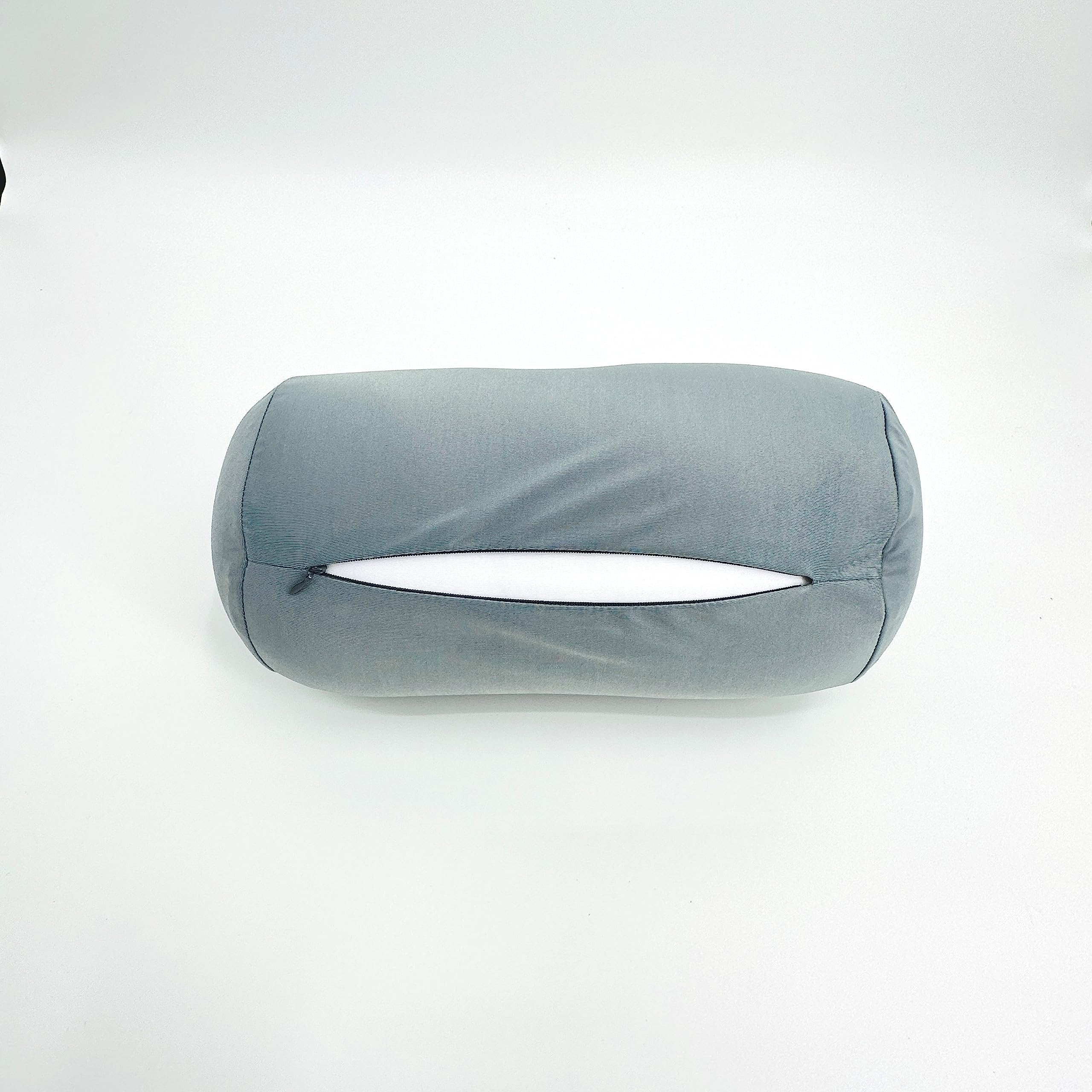 Bookishbunny Microbead Cylinder Bolster Roll Pillow with Removable Zipper Cover (Light Gray)