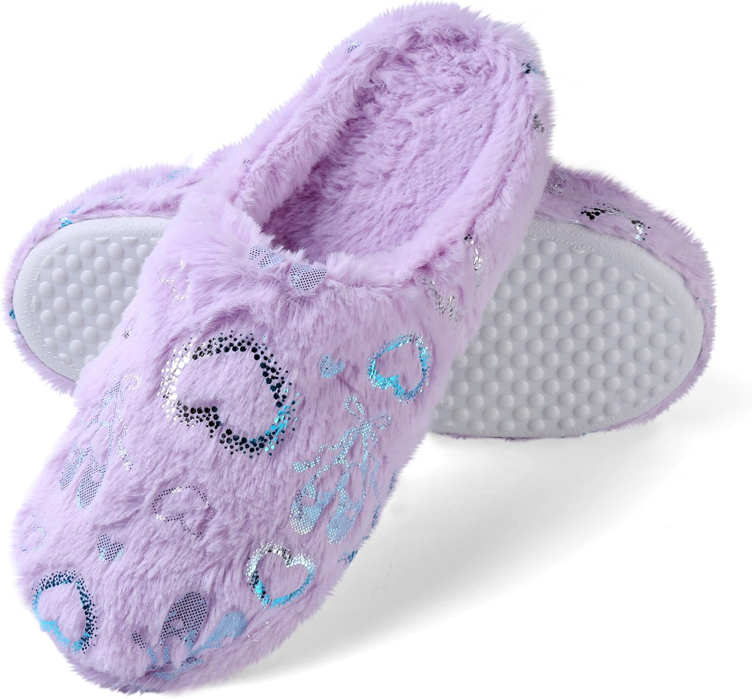 House Warming Slip On Shoe for Her Ladies Comfy Plush Pillow Non Slipped Slipper Lavender