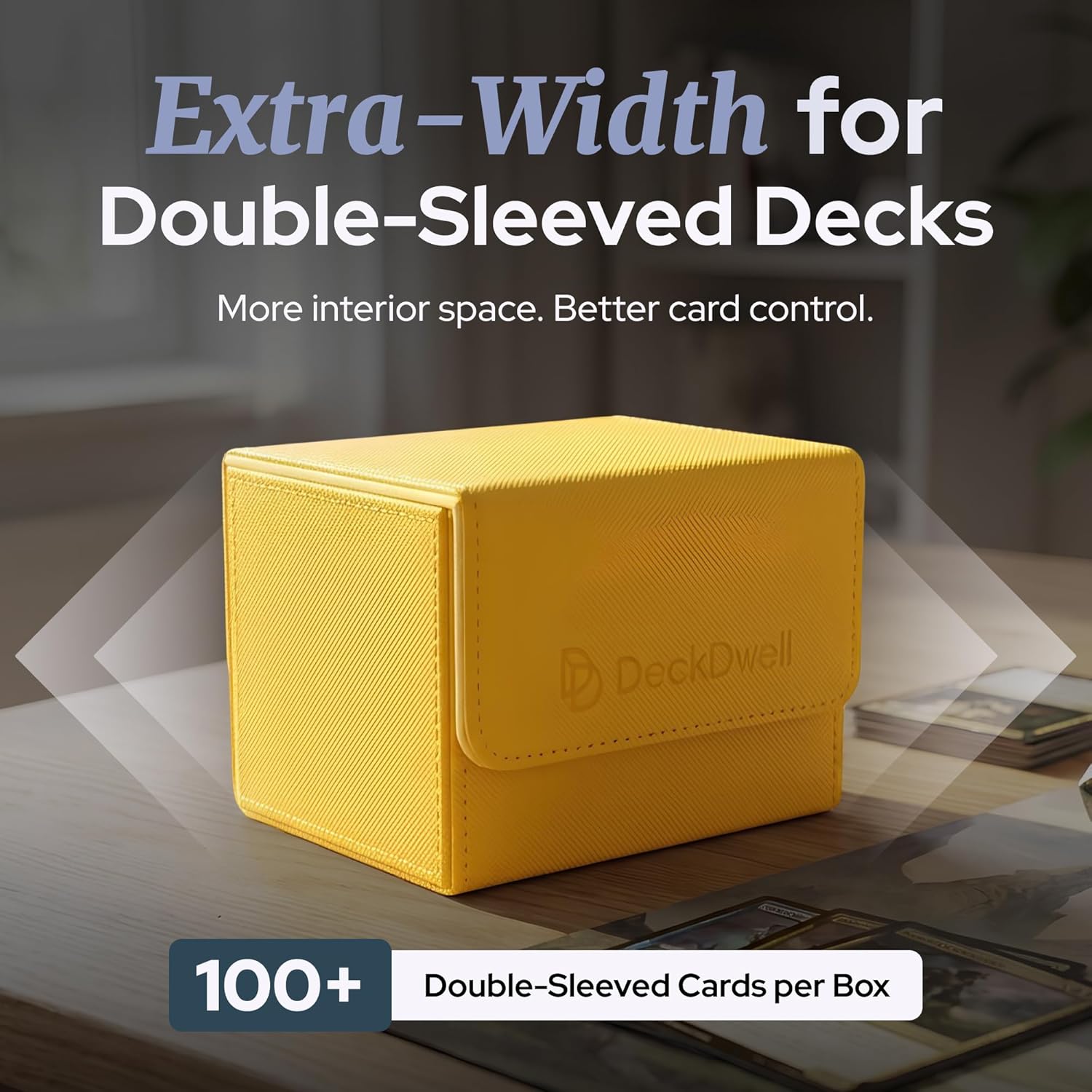 4 Pack MTG Commander Deck Box with 50 Card Sleeves - Holds 400+ Double Sleeved Cards (100+ Per Box), Leather Magic The Gathering Deck Box Set, 8 Dividers, Magnetic Closure, Orange/Yellow/Grey/White