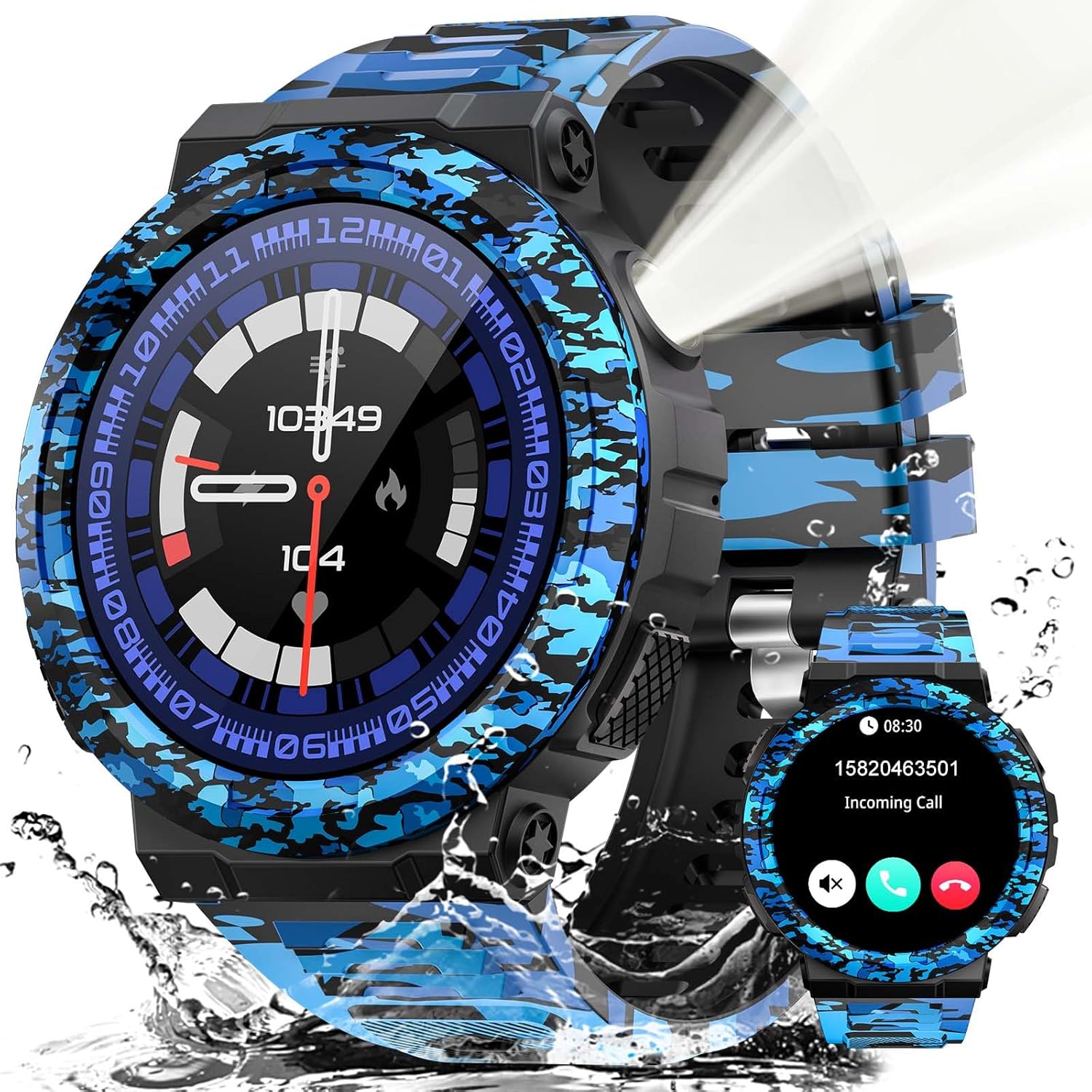 Military Smart Watches for Men (Answer/Make Calls) with LED Flashlight 3ATM Waterproof Smartwatch with 100+ Sports Modes 1.53″ Fitness Tracker with Heart Rate Monitor for iPhone Android Military Smart Watches for Men (Answer/Make Calls) with LED Flashlight 3ATM Waterproof Smartwatch with 100+ Sports Modes 1.53″ Fitness Tracker with Heart Rate Monitor for iPhone Android