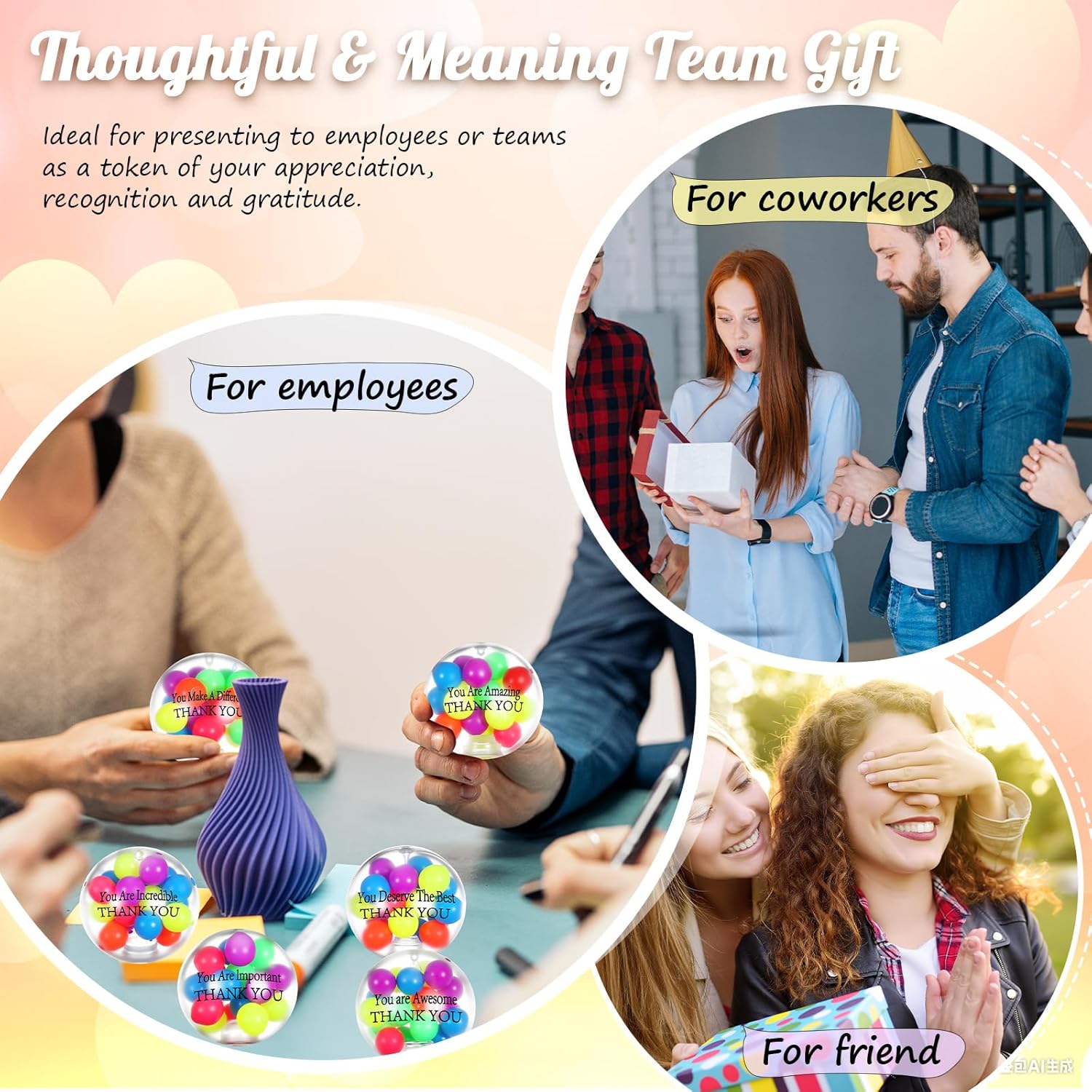 Shappy 24 Pcs Thank You Gift Stress Relief Balls Fidget Stress Color Sensory Ball Bulk Toy for Adults Asmr Therapy Toys Staff Team Appreciation Gifts for Employees 2.36 Inch