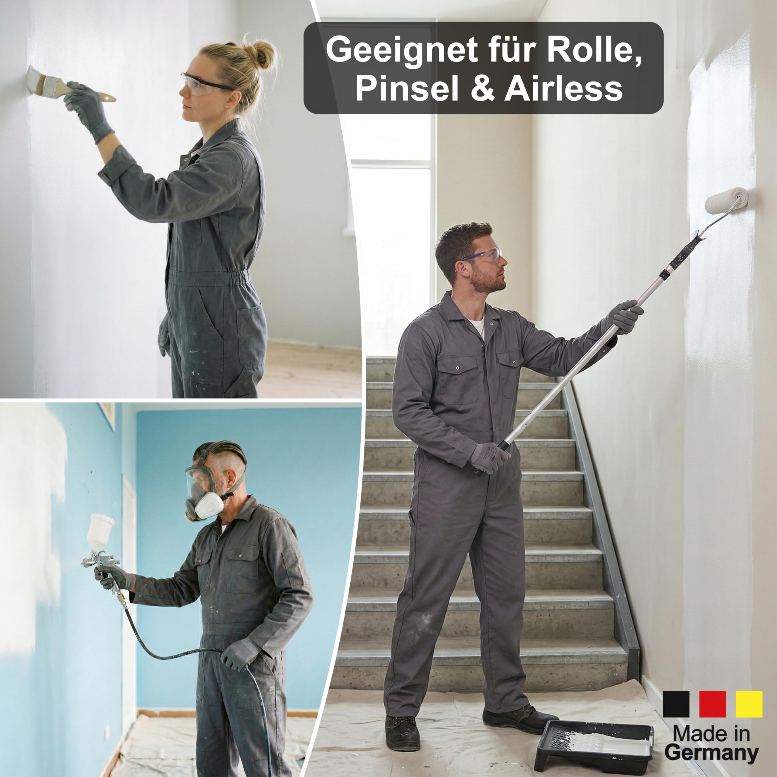 WO-WE Latexfarbe Innenweiß Abwaschbare Wandfarbe Wohnraumfarbe Küchenwandfarbe Seidenmatt W556 Weiß - 750ml