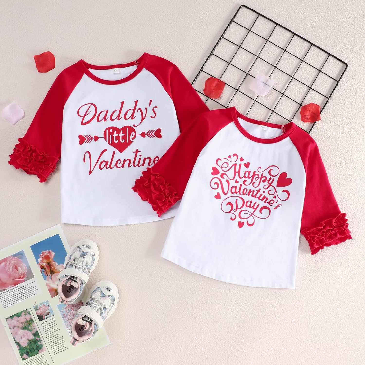 Valentines Tees Baby Boys Girls T-Shirt Heart Breaker Print 3/4 Long Sleeve Valentines Toddler Tops