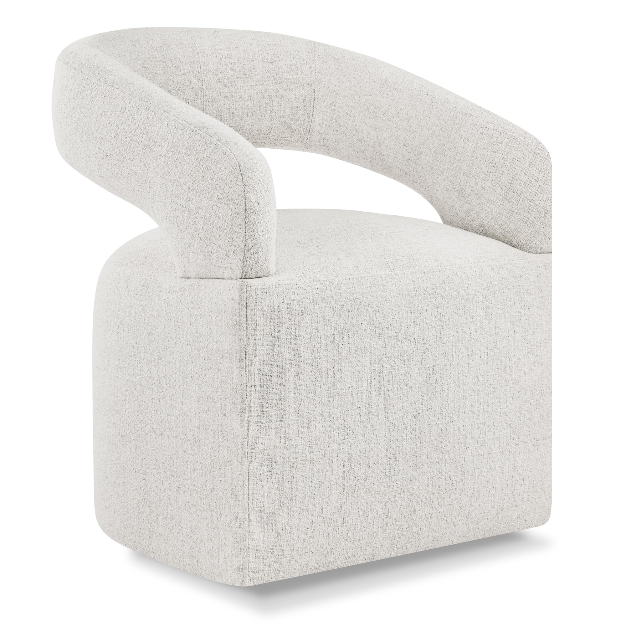 KISLOT Upholstered Dining Chairs with Casters, Modern Barrel Side Armchair with Rollers for Dining Room, Bedroom, Kitchen, Reading Room, Beige, Set of