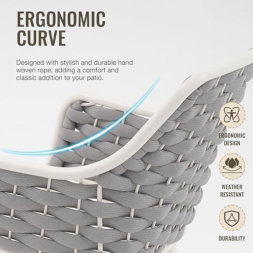 Miniatura 5 de SUNSITT Juego de 2 sillas de comedor para exteriores, sillas de comedor de metal para patio al aire libre con cojines resistentes a la intemperie,