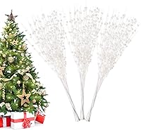 Vista 12 de Decoración de tallos de bayas artificiales con purpurina para Navidad, palitos decorativos de cuentas, ramas brillantes para árbol de Navidad