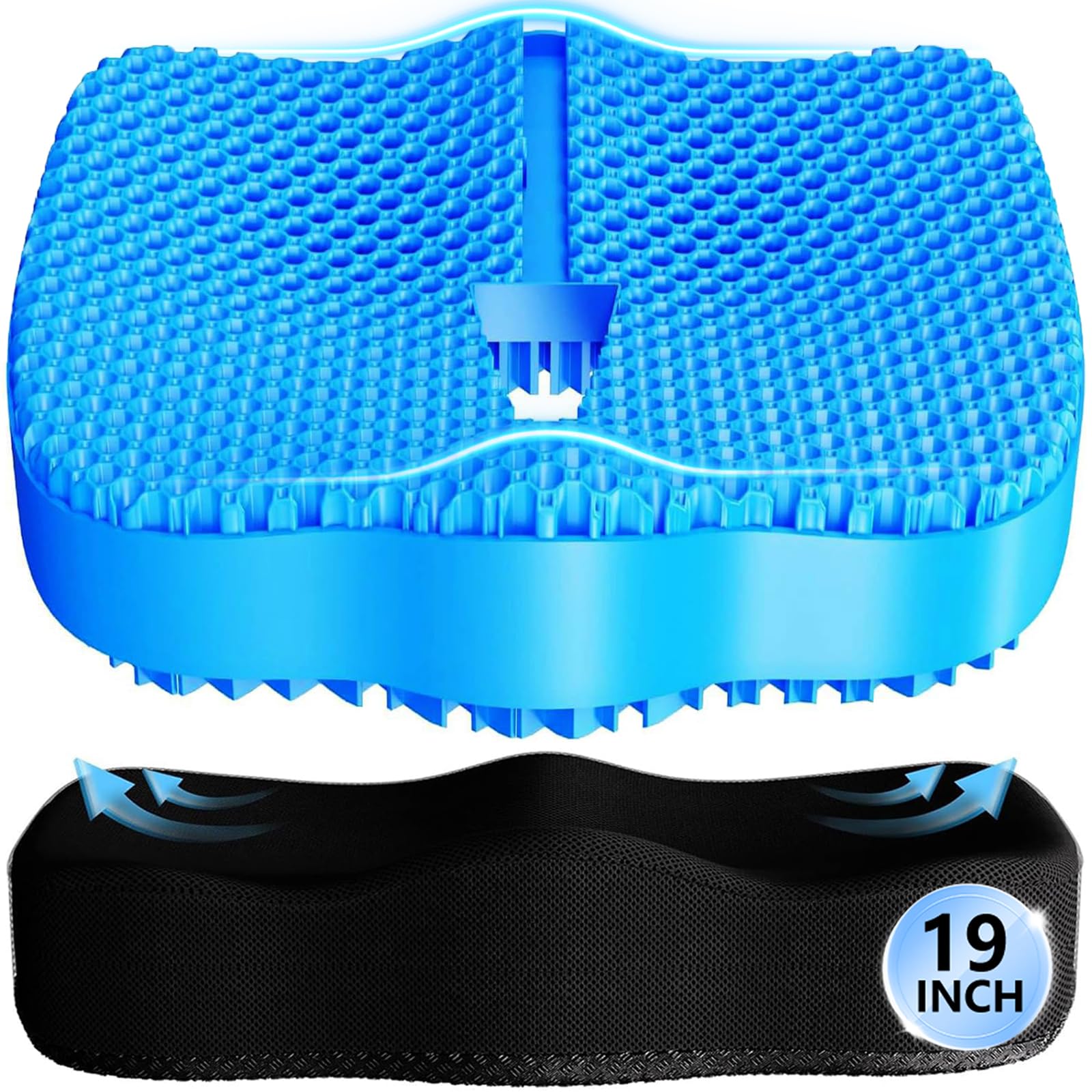 Gel Seat Cushion for Office Chair 3.54in Thick Ergonomic Gel Chair Cushion Seat Pad for Long Sitting Relieve Sciatica Back,Pressure Sore Ulcer Pain,Seat Cushion for Wheelchair Office Chairs Car Seats