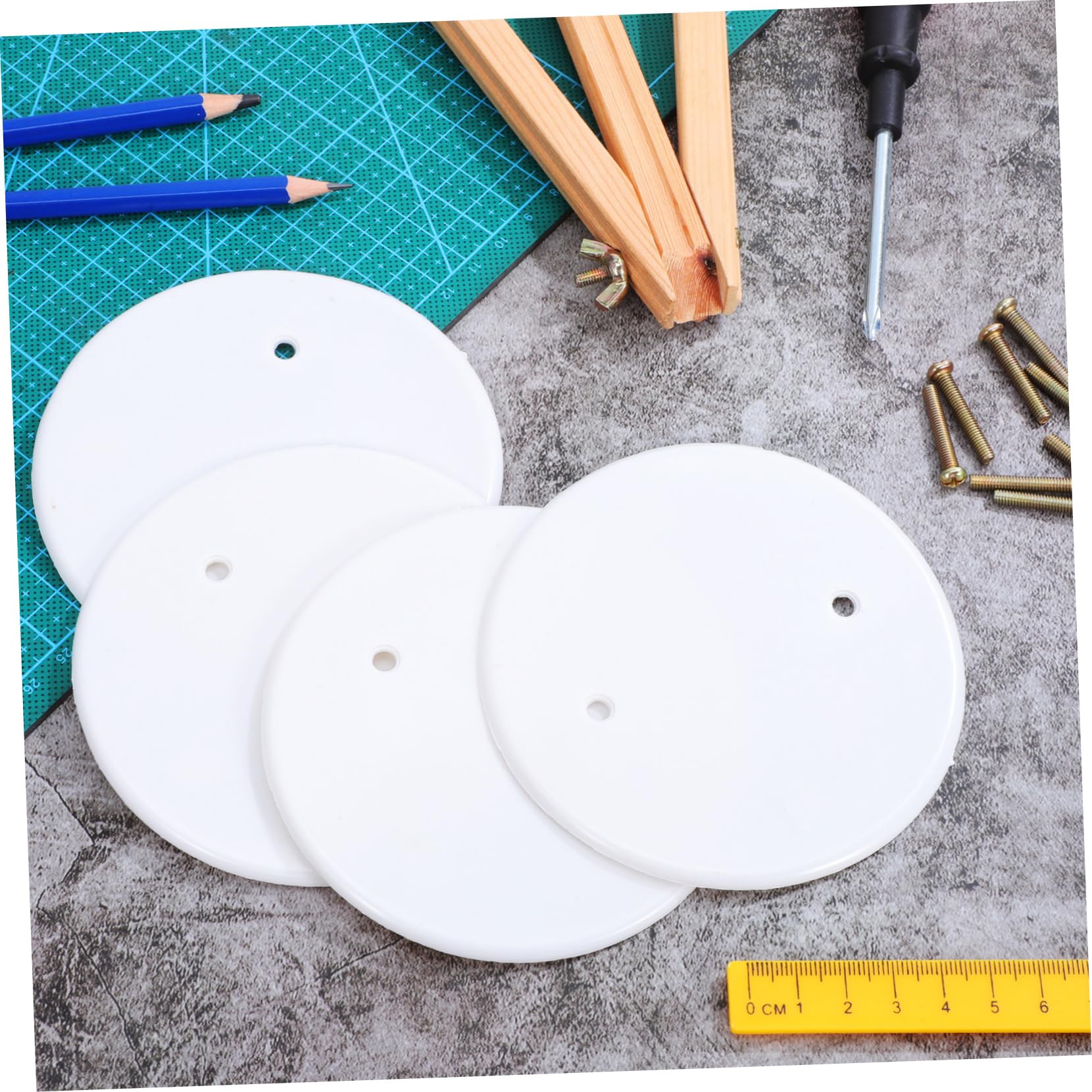 Lot De 4 Cache-Trous Plafond Ronds Plates 4.33In Cache-Plafond Rond En Plastique Avec Vis Pour Boîtes Électriques