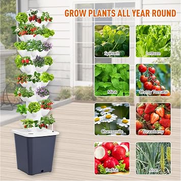 LIROPAU Hydroponic Growing Tower 40 Pod, 8 Layer Indoor Hydroponic System