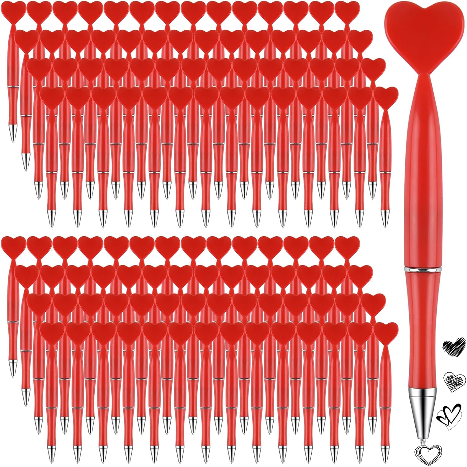 250 Piece Red Heart Shaped Pens Valentine Day Party Pens in Bulk Black Gel Ink Ballpoint Gifts for Adults Office School Crhistmas Birthday Wedding Party Supplies (red heart, 250)