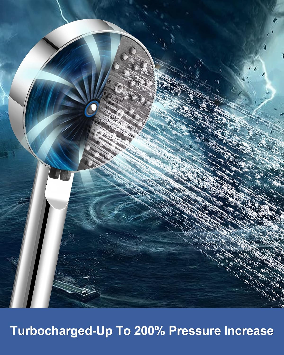 Shower Head, Magichome High Pressure Shower Head with 5 Spray Modes, Turbocharged Design Powerful Shower Heads for Low Water Pressure