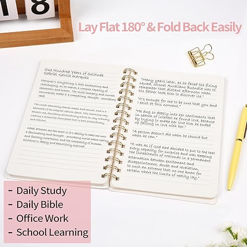 Miniatura 6 de Oneirom, cuaderno con espiral, 6.10 x 8.19 pulgadas, cuaderno rayado con bolsillos interiores y 160 páginas, tapa de cuero sintético, cuaderno de