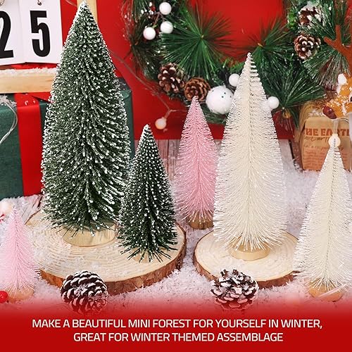 Miniatura 3 de 6 piezas de mini árboles de Navidad, decoración de Navidad artificial, mini botella de árbol de Navidad, árboles de decoración de Navidad con 4