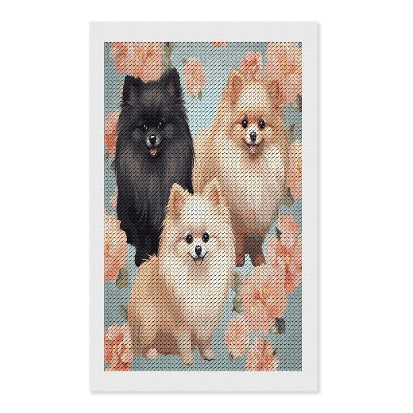 FekiLoot Pomeranians Pattern Diamond Painting Kits for Beginners DIY Diamond Art Kits for Adults Full Drill Round Diamond Dot Gem Art Painting Fun DIY Crafts for Home Kitchen Wall Decor Gift 12"x20"