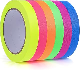 6 PCS Neon Gaffer Cloth Tape, 0.6 Inch X 59 Feet Black Light Tape Glow in Dark Fluorescent Tapes Multipurpose Colored Tapes No Residue for Stage Markers, Parties and Teacher Supplies-6 Colors