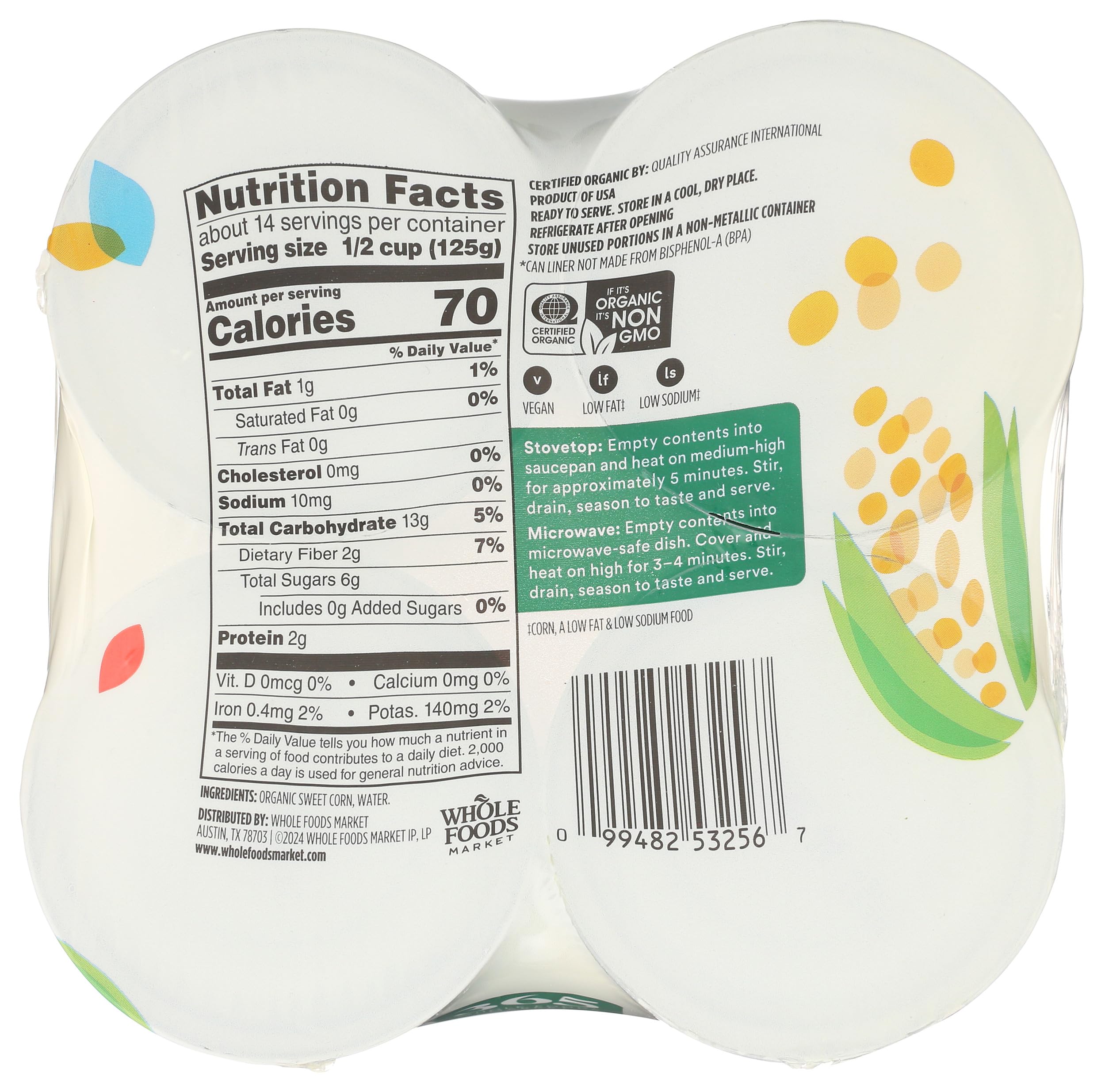 365 by Whole Foods Market, Organic Corn, No Salt Added, 15.25 Ounce, 4 Pack