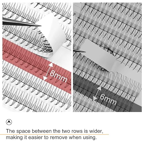 Miniatura 2 de QUEWEL Extensiones de pestañas postizas en abanico 3D 0.07D, rizo de 0.509 pulgadas, parte media, extensiones de pestañas postizas de volumen con