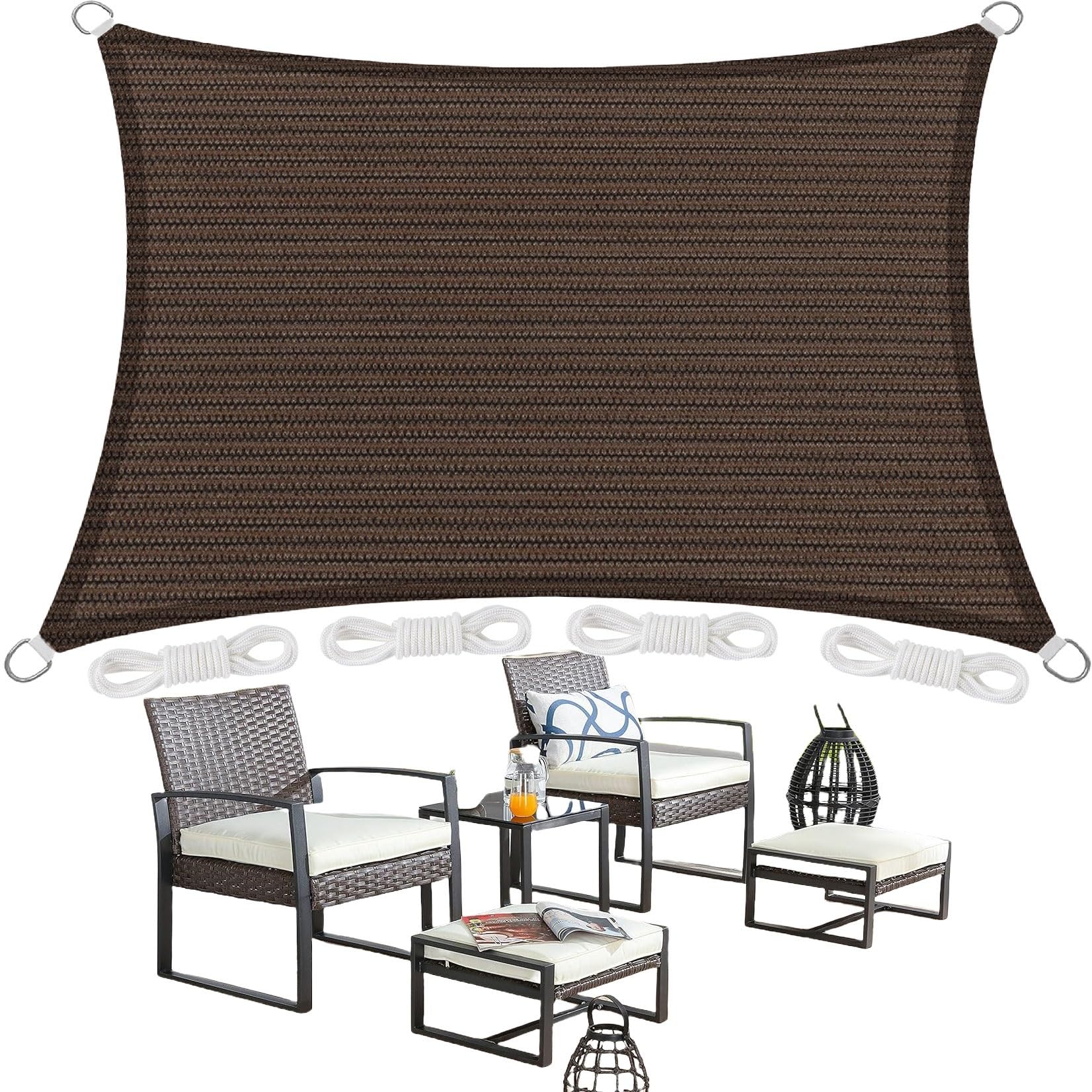 Voile d'ombrage 95% UV protection résistant marron 2.4 x 2.8 m pour jardin et balcon